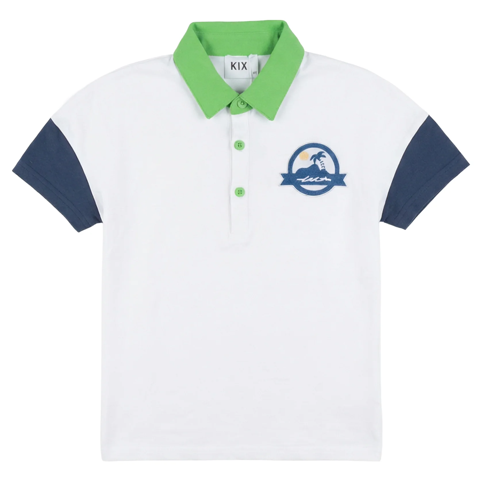Kix White/Green/Navy Color Block Polo K7254
