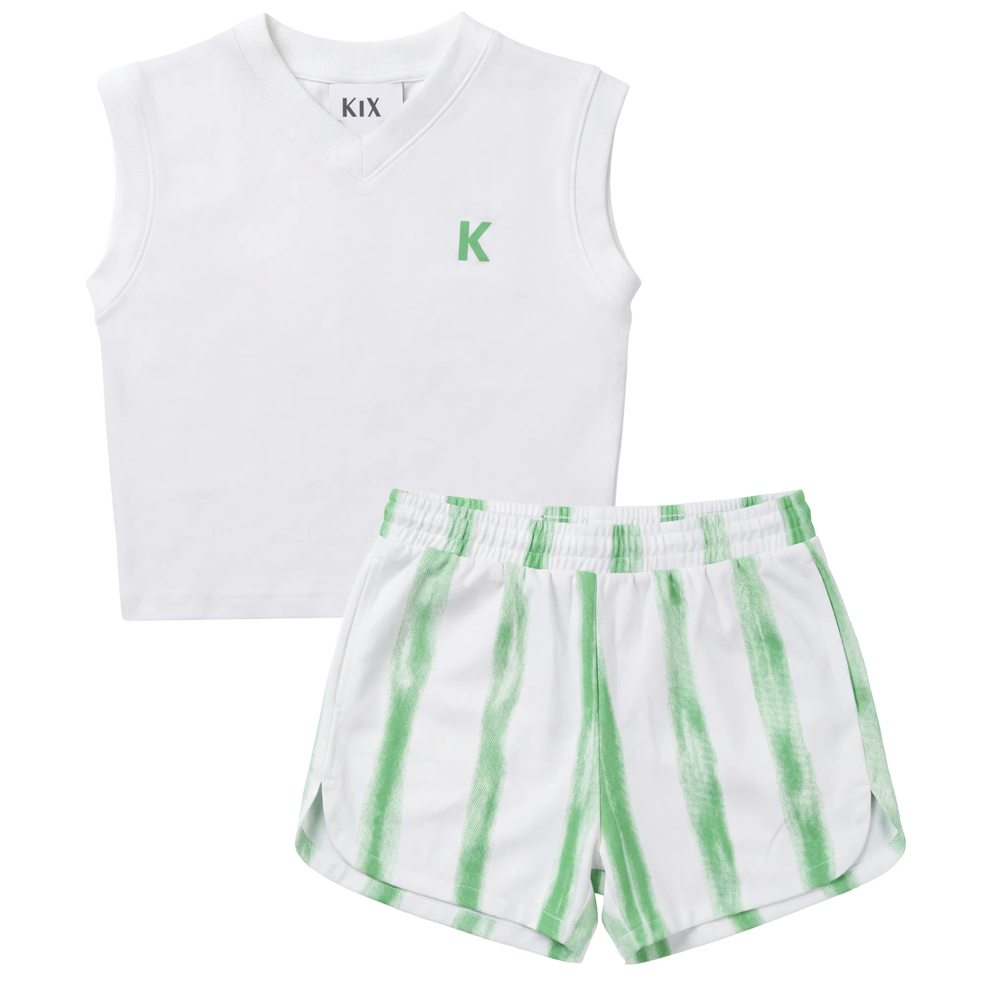 Kix White/Green Striped Denim Bb Set K7730