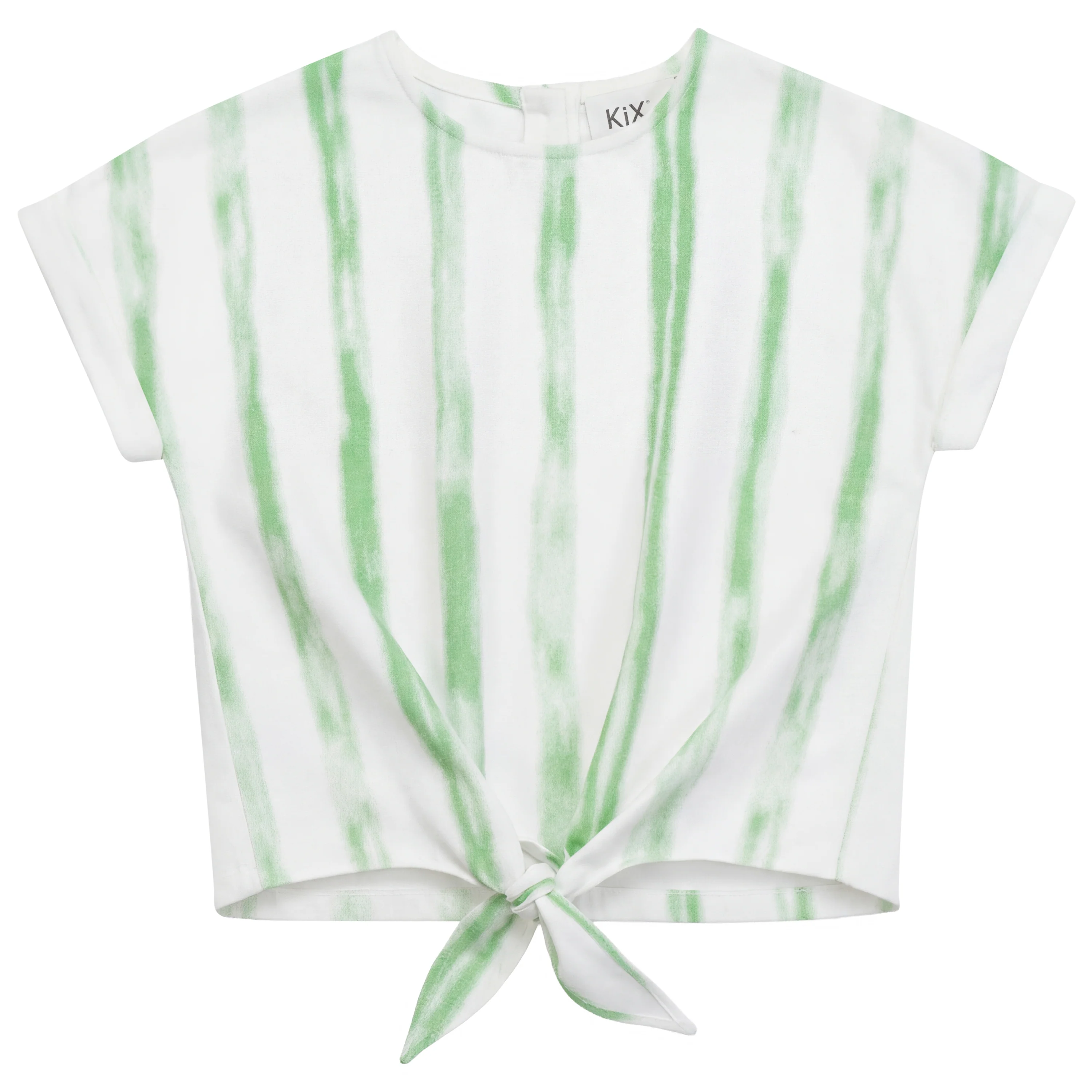 Kix White/Green Striped Denim Tie Shirt K7438