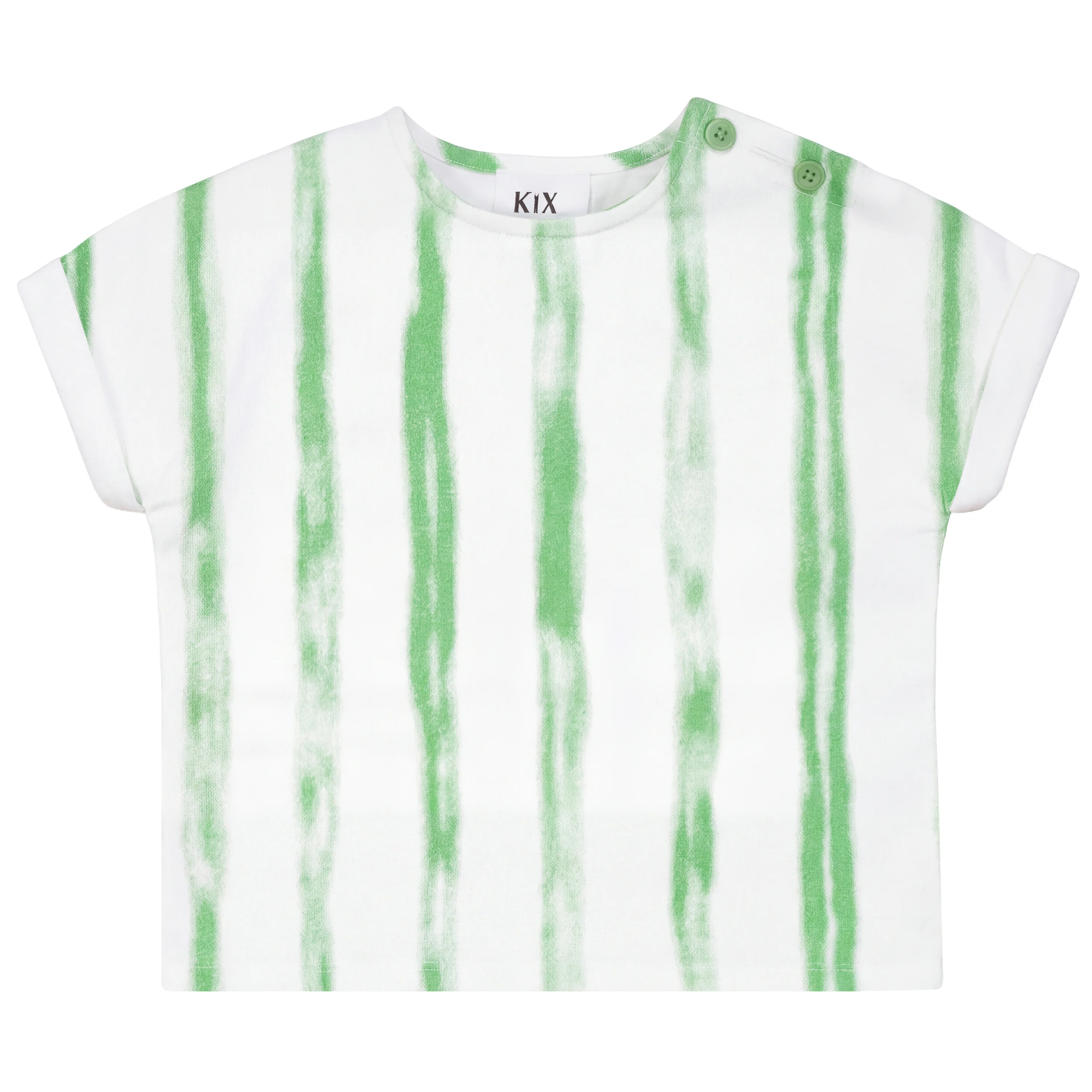 Kix White/Green Striped Denim Toddler Shirt K7626