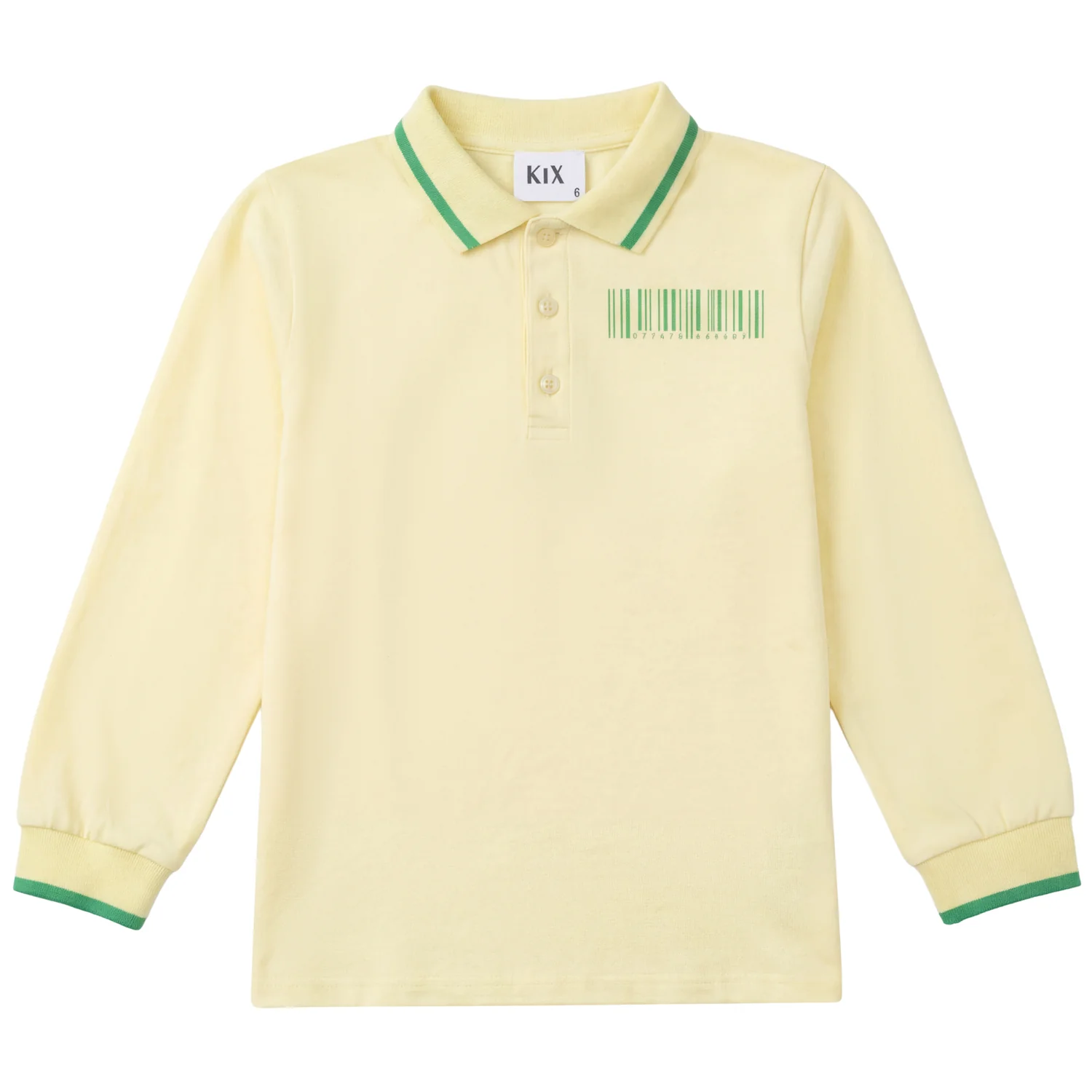 Kix Yellow Barcode Print Ls Polo K7218
