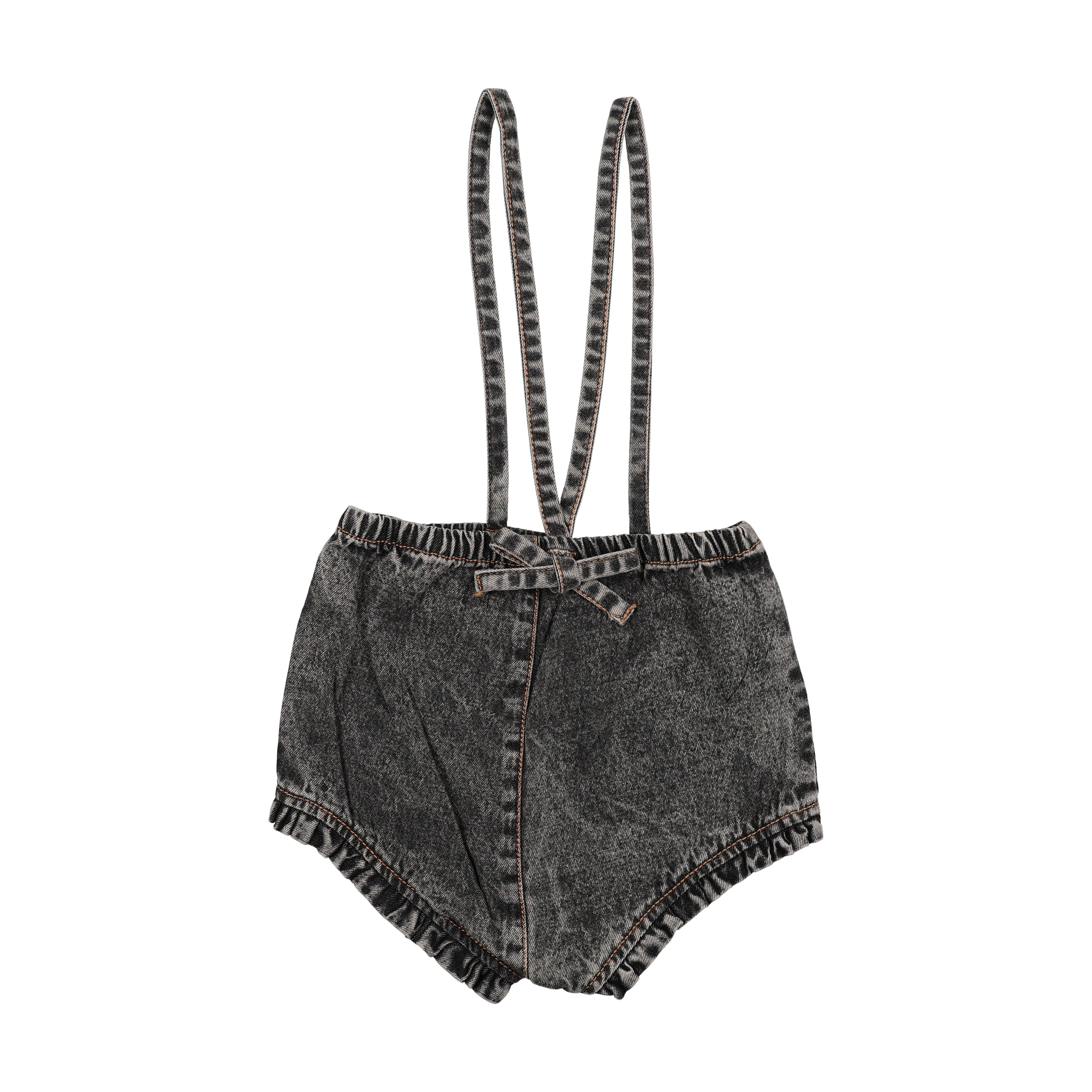 Kin And Kin Ruffled Overall W/ Straps - Black Denim