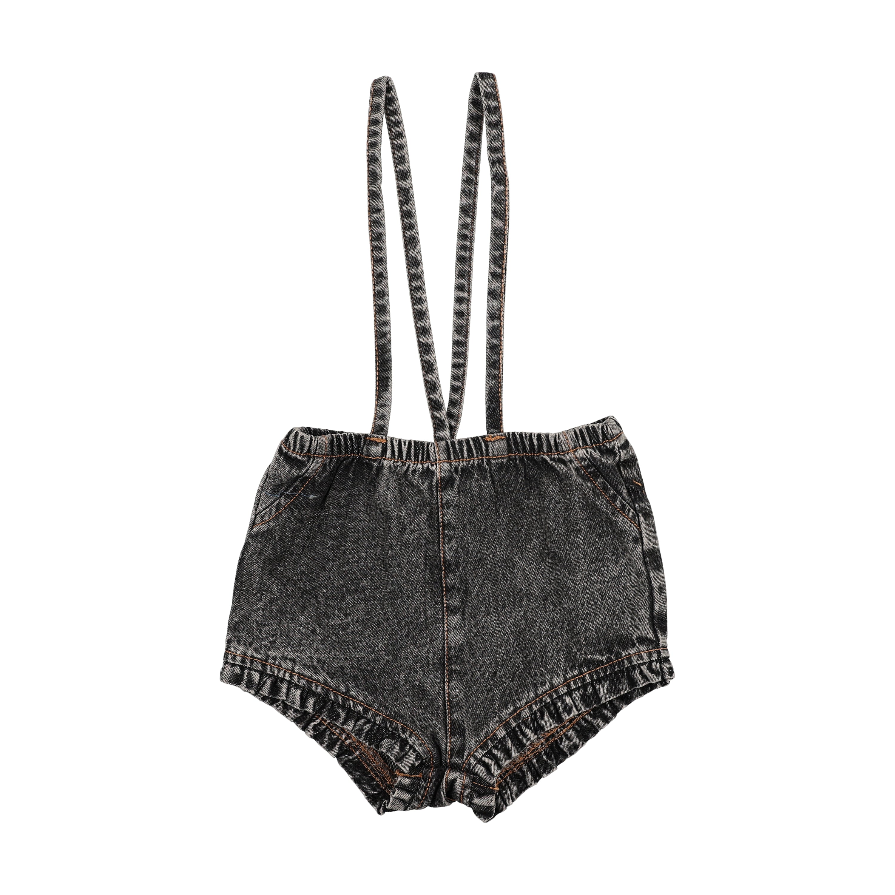 Kin And Kin Ruffled Overall W/ Straps - Black Denim - Image 2