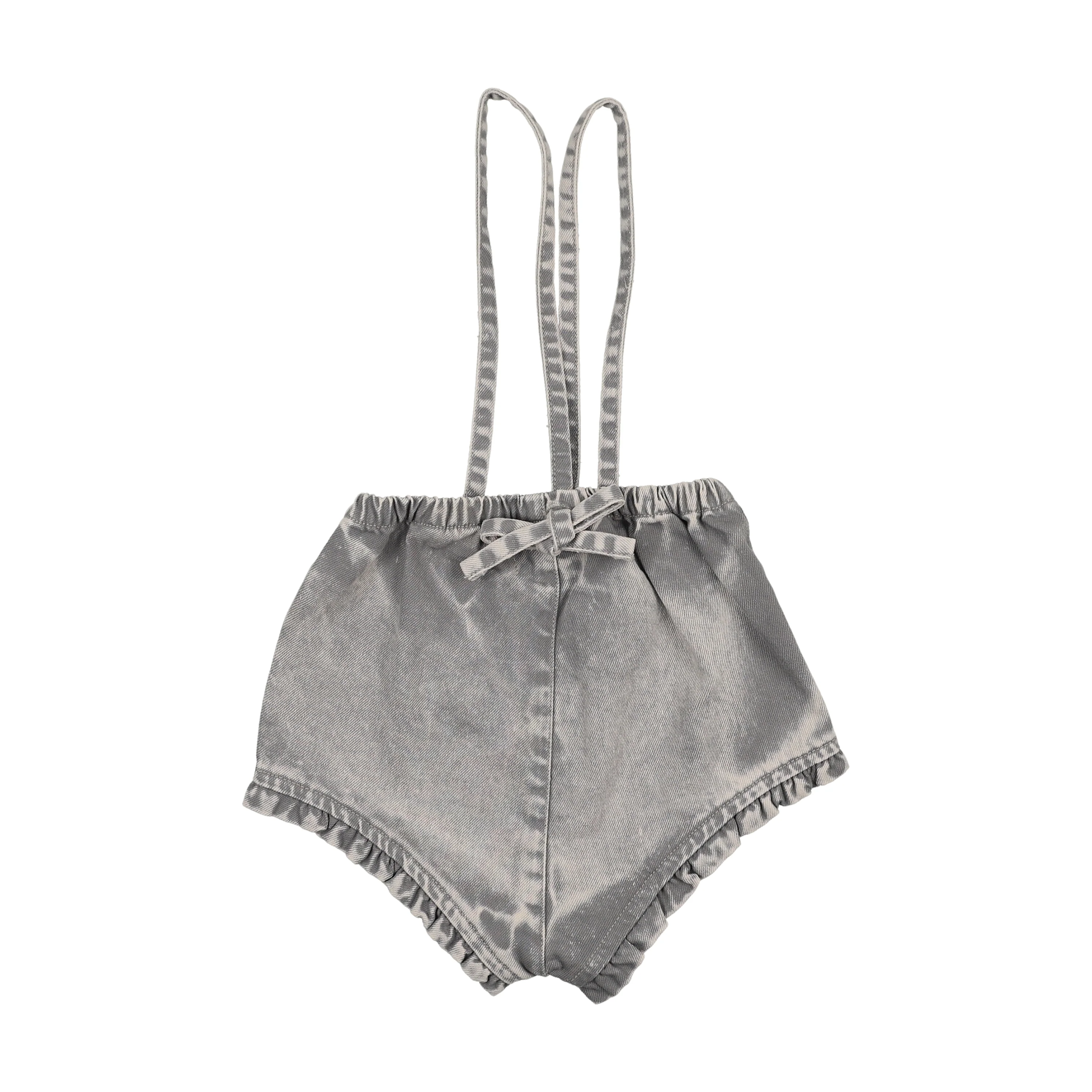 Kin And Kin Ruffled Overall W/ Straps - Light Blue Denim