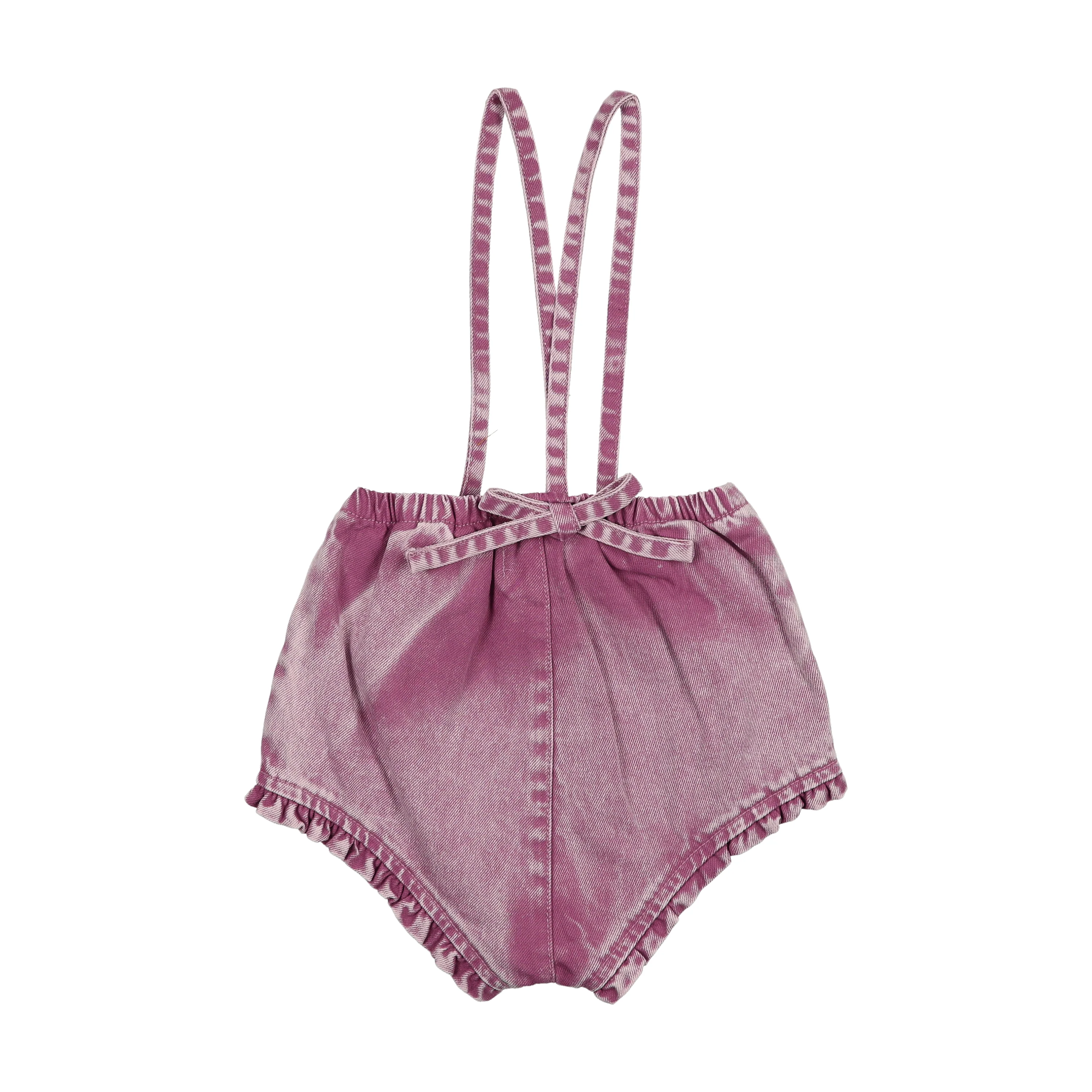 Kin And Kin Ruffled Overall W/ Straps - Mauve Denim