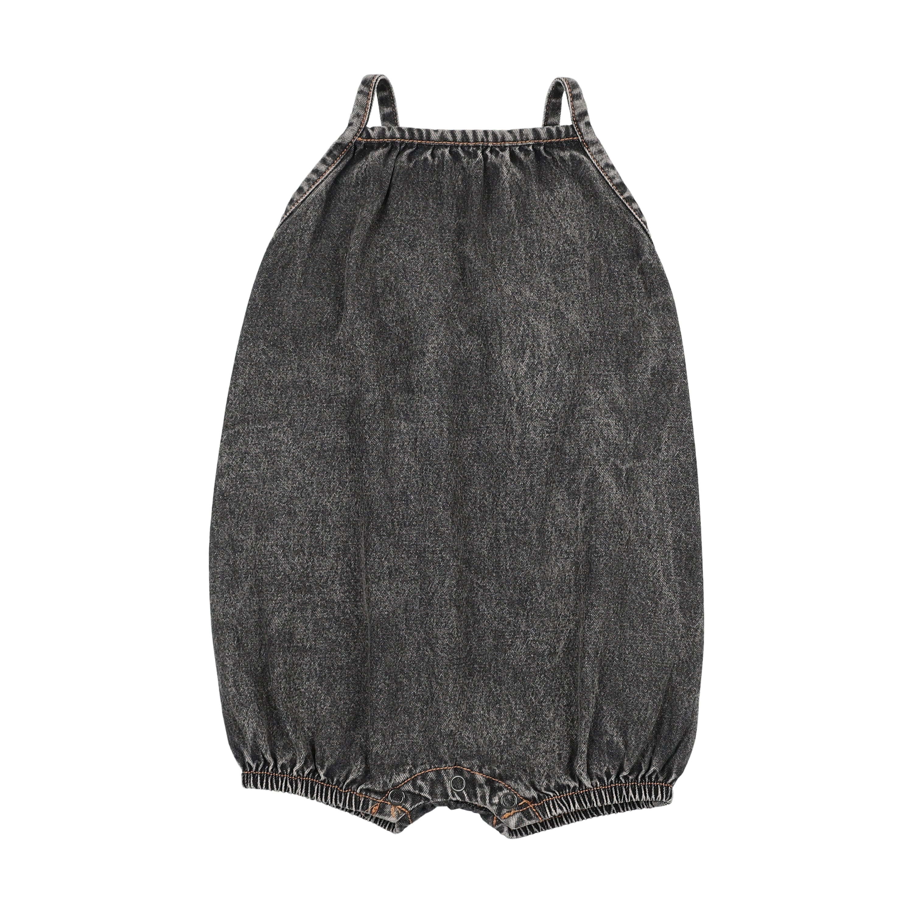 Kin And Kin Denim Short Bubble Romper - Black Denim