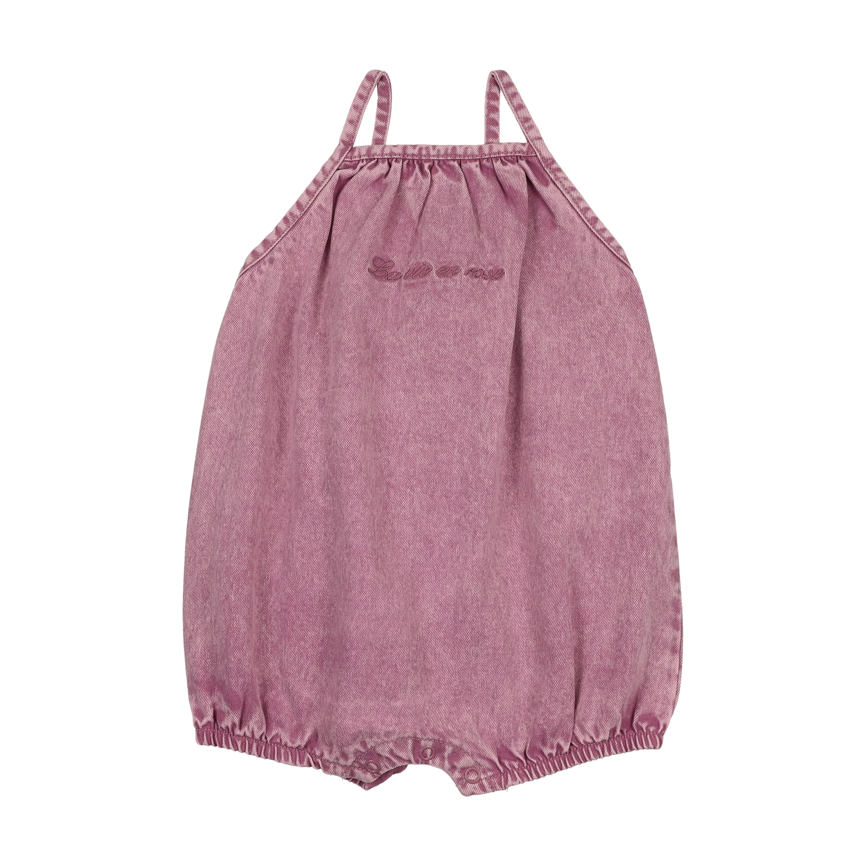 Kin And Kin Denim Short Bubble Romper - Mauve Denim
