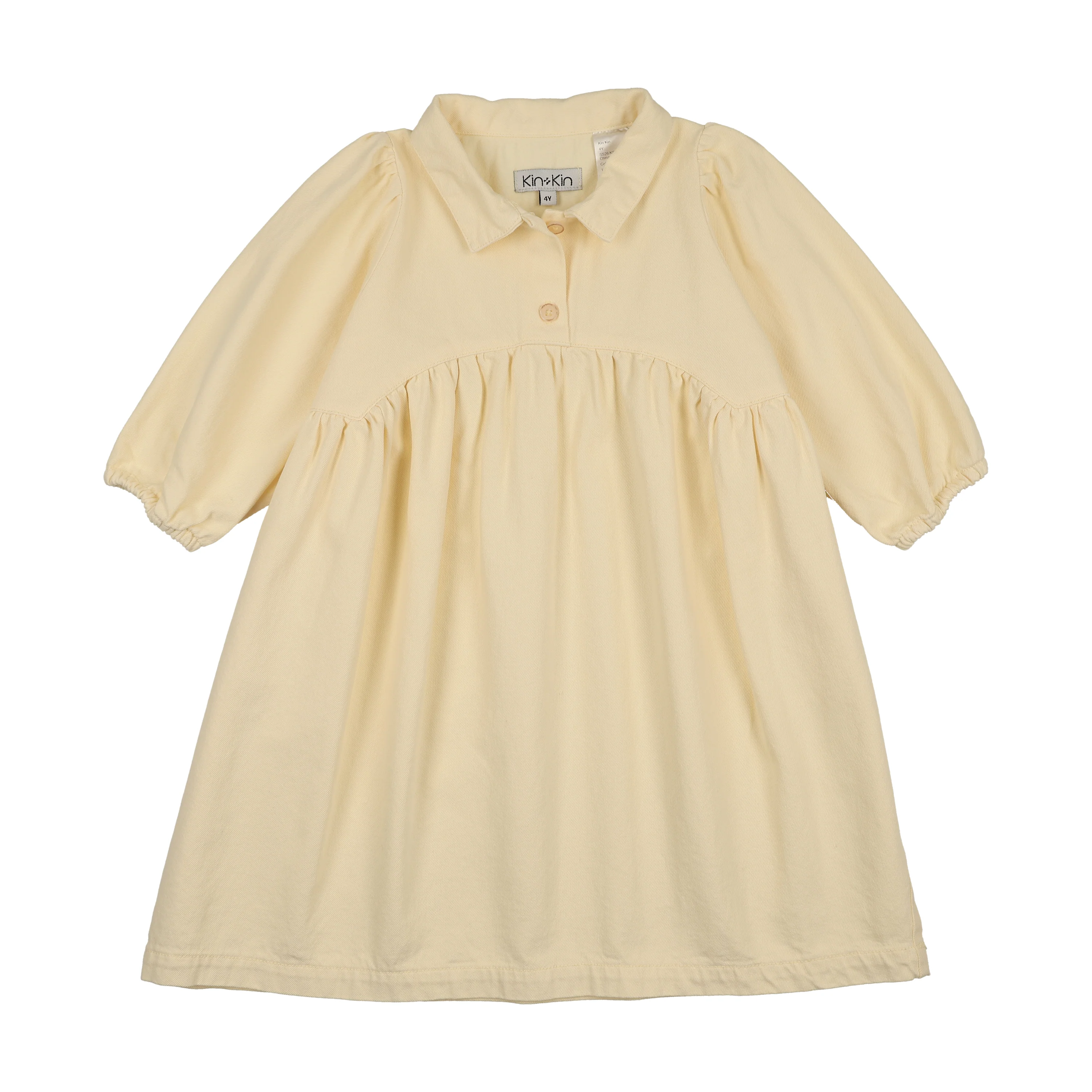 Kin And Kin Denim Long Sleeve Shirt Dress - Yellow Denim