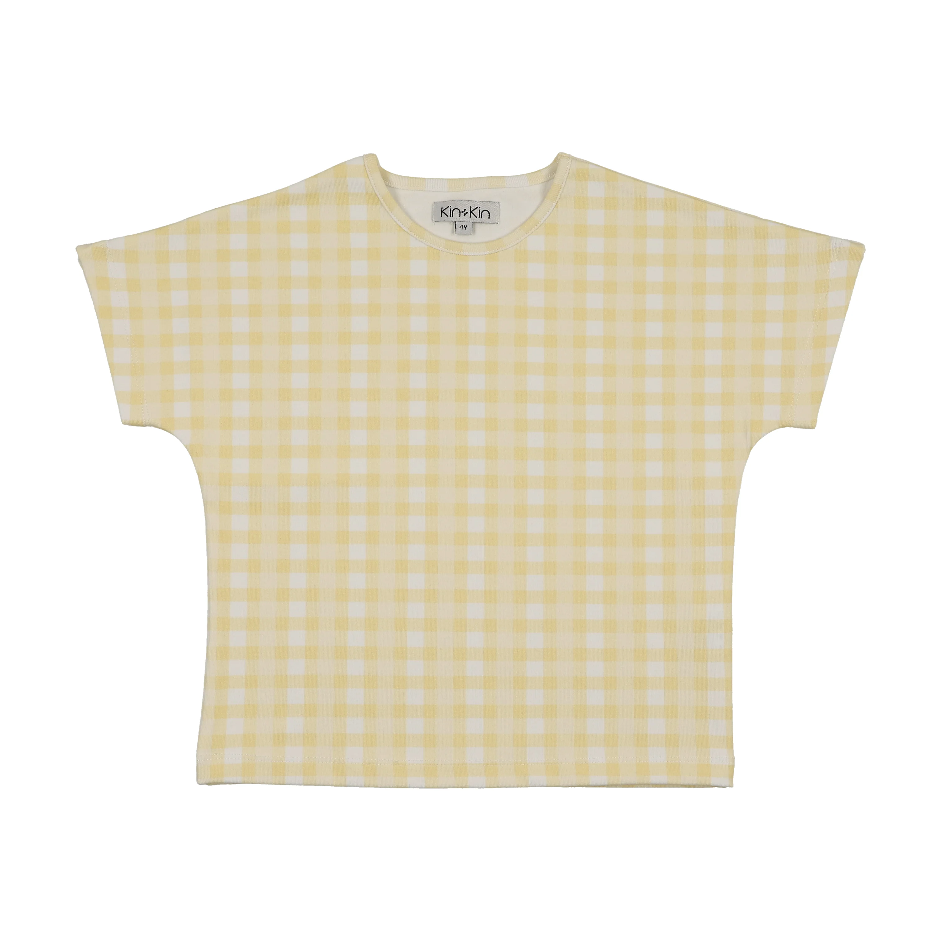 Kin And Kin Gingham Boxy T-Shirt - Yellow Gingham