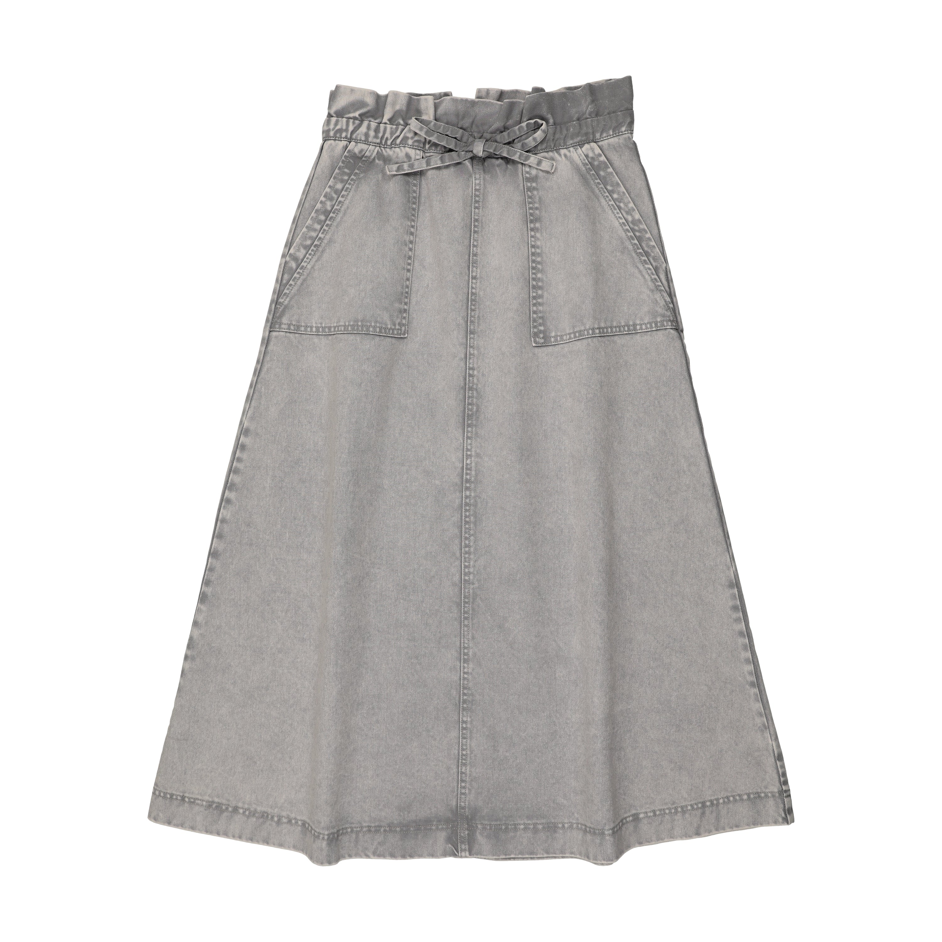 Kin And Kin Denim Maxi Skirt W Cargo Pocket - Light Blue Denim
