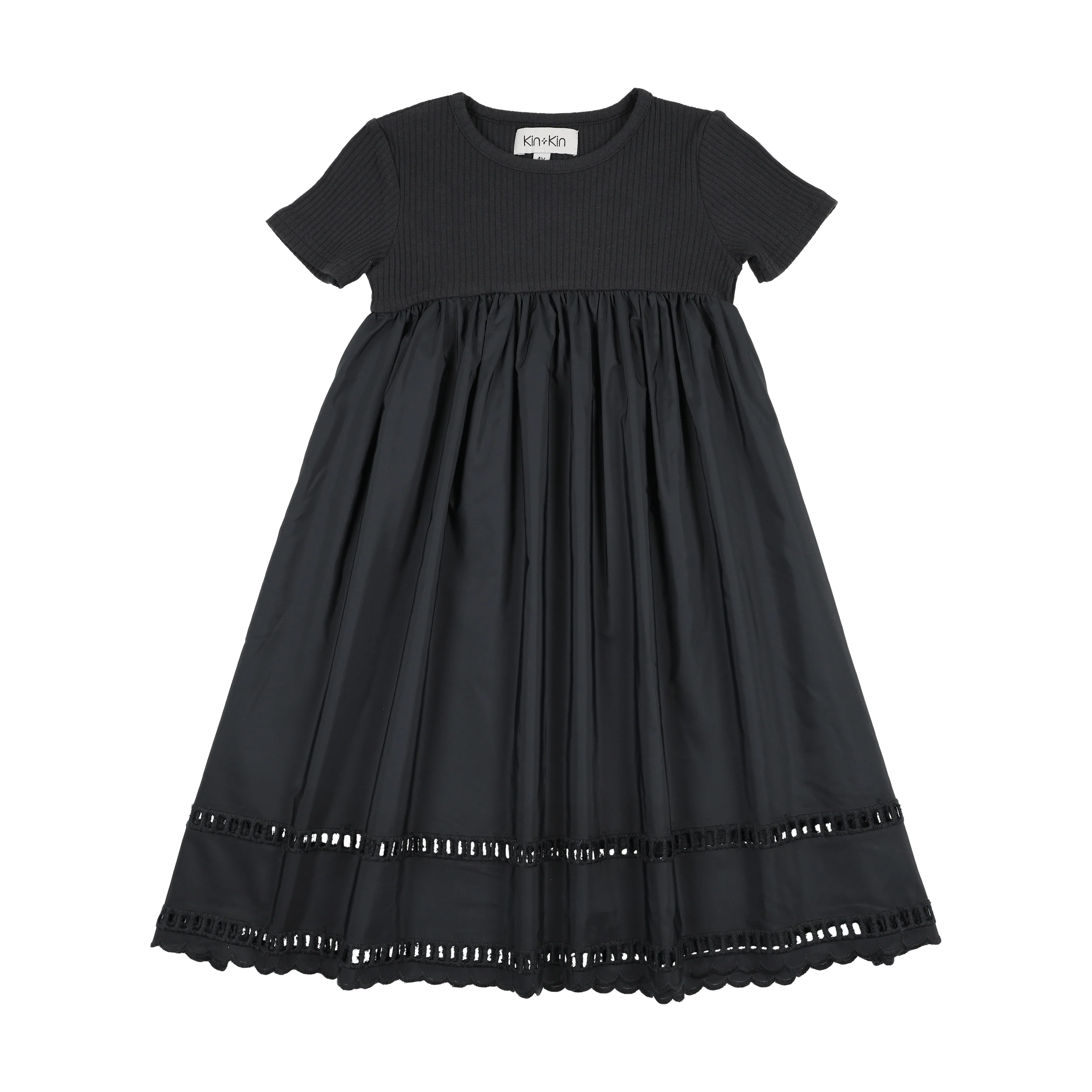 Kin And Kin Mixed Media Short Sleeve Robe - Navy (Short Dress)