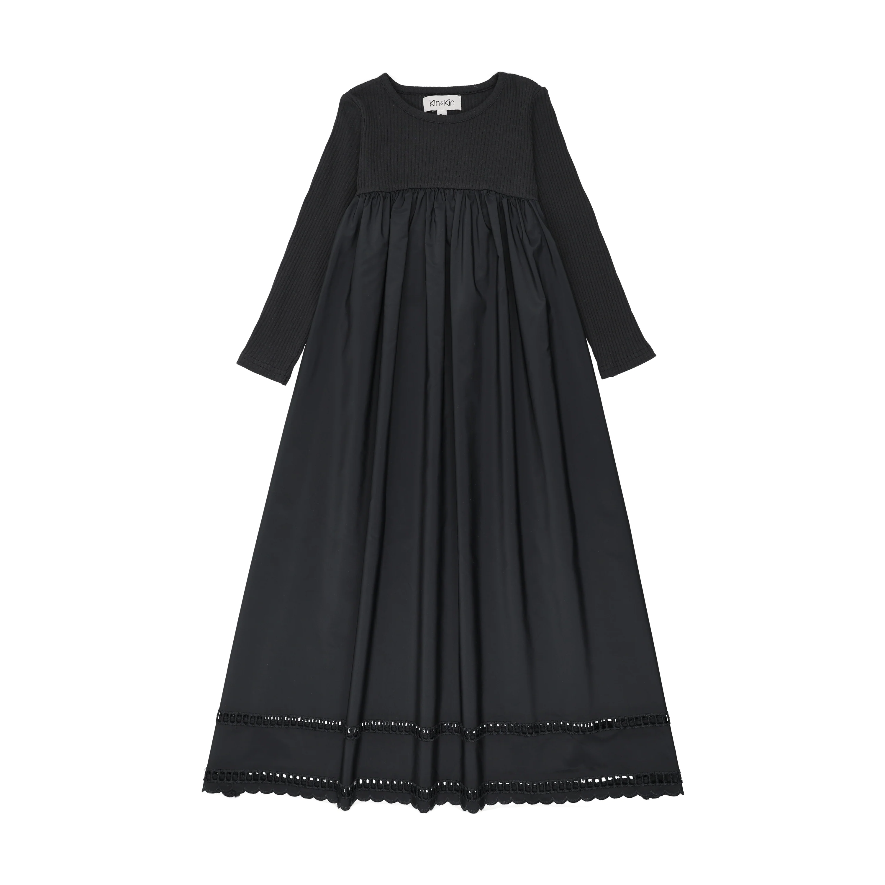 Kin And Kin Mixed Media Long Sleeve Robe (Maxi) - Navy