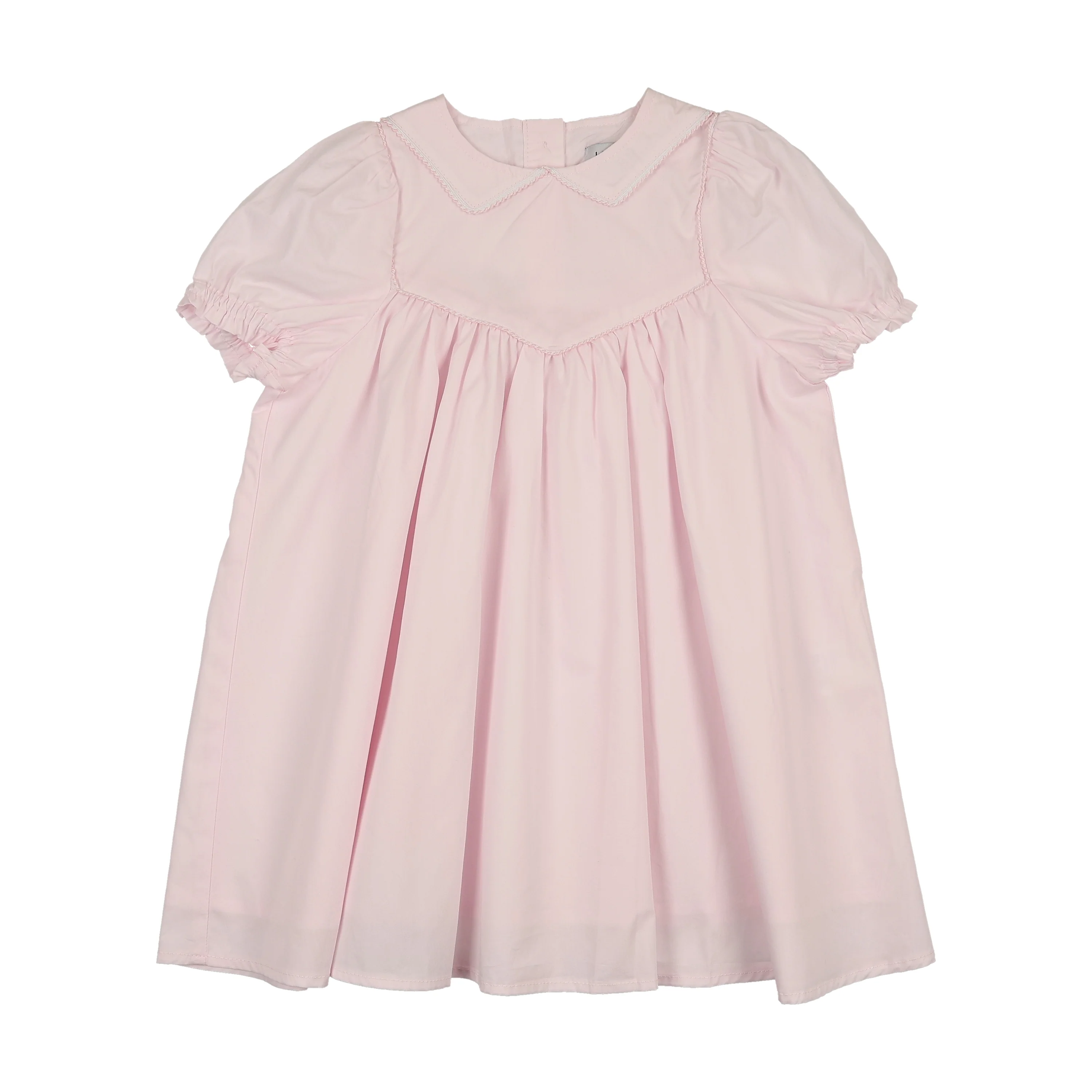Kin And Kin Stitched Down Collar Short Sleeve Dress - Light Pink