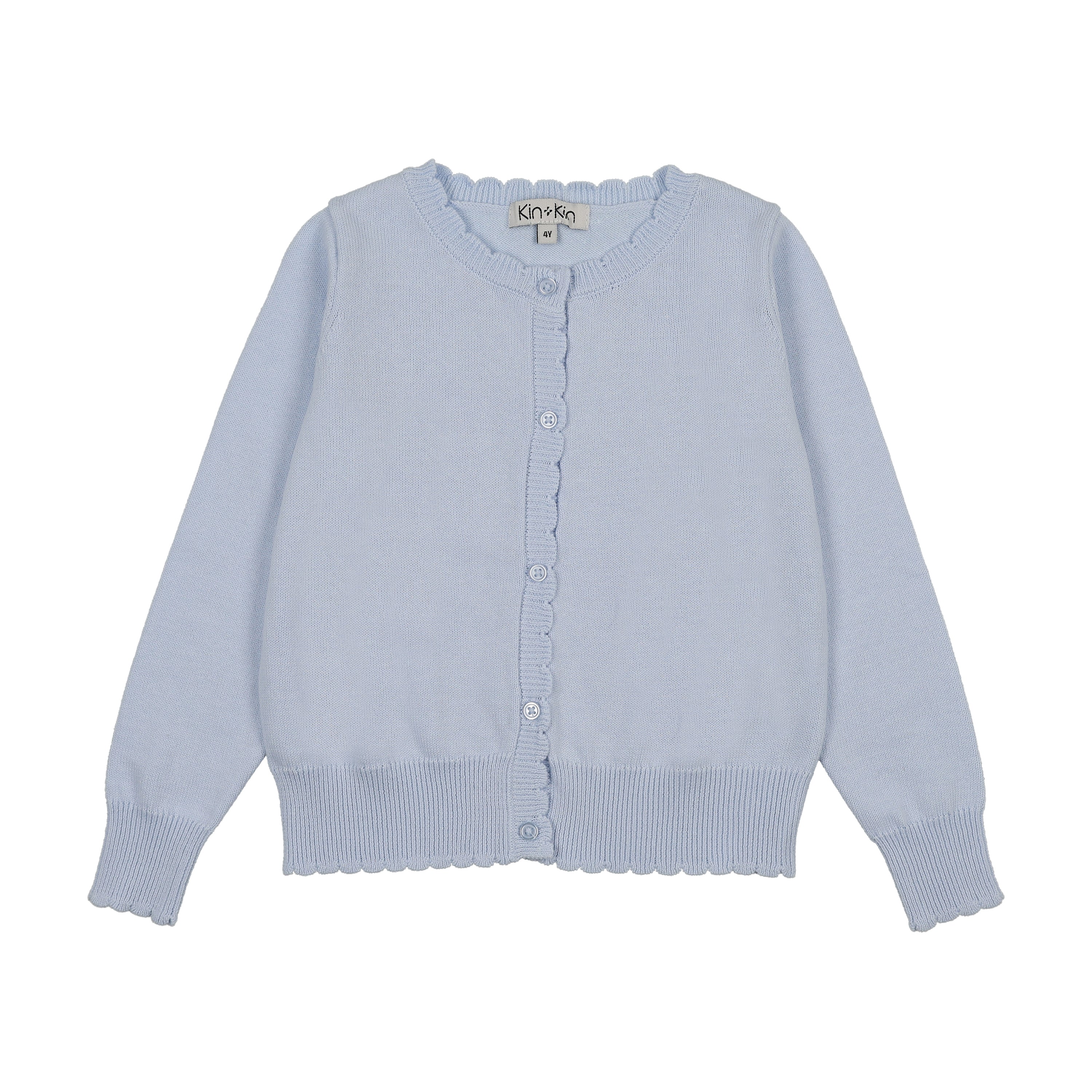 Kin And Kin Scalloped Edge Cardigan - Light Blue