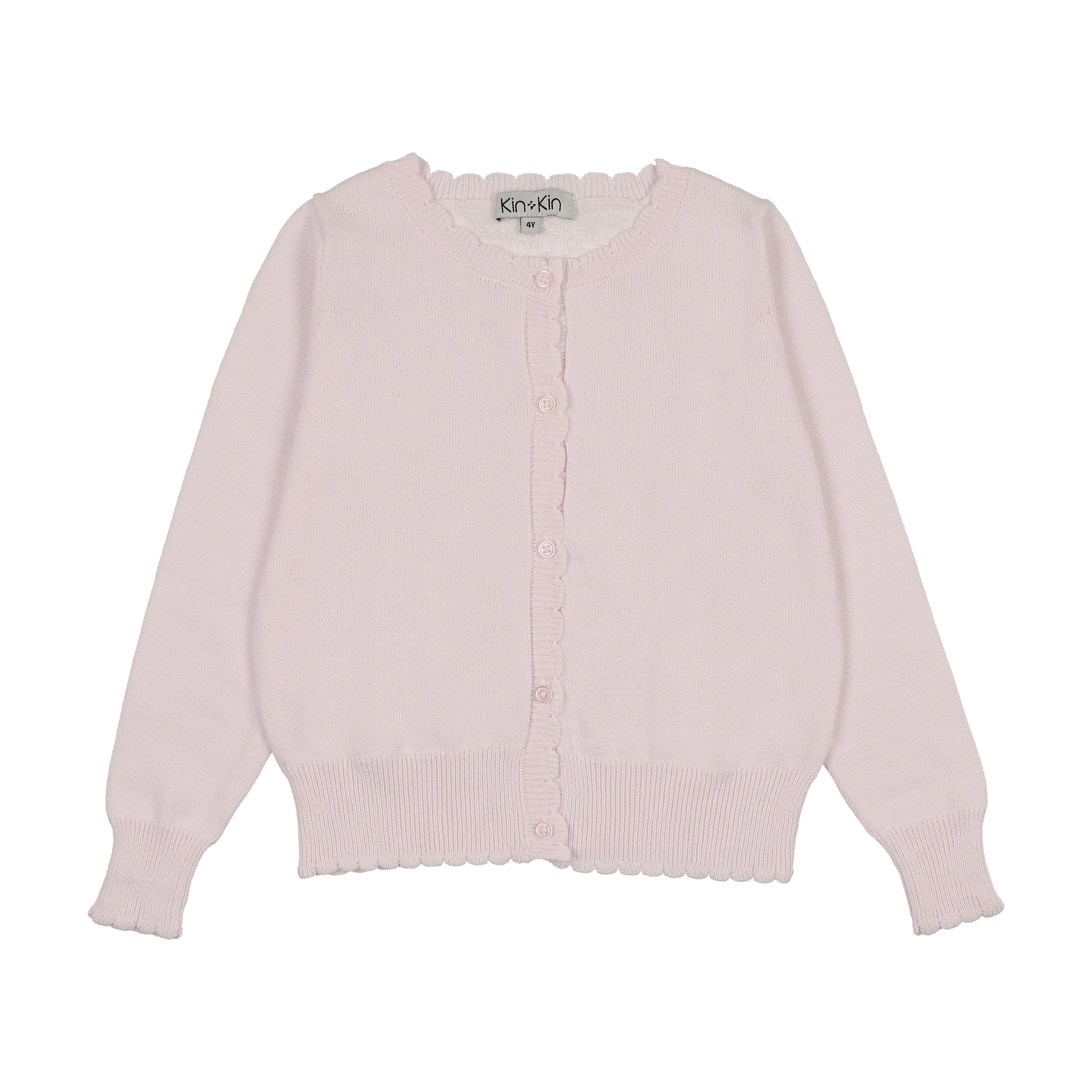 Kin And Kin Scalloped Edge Cardigan - Light Pink