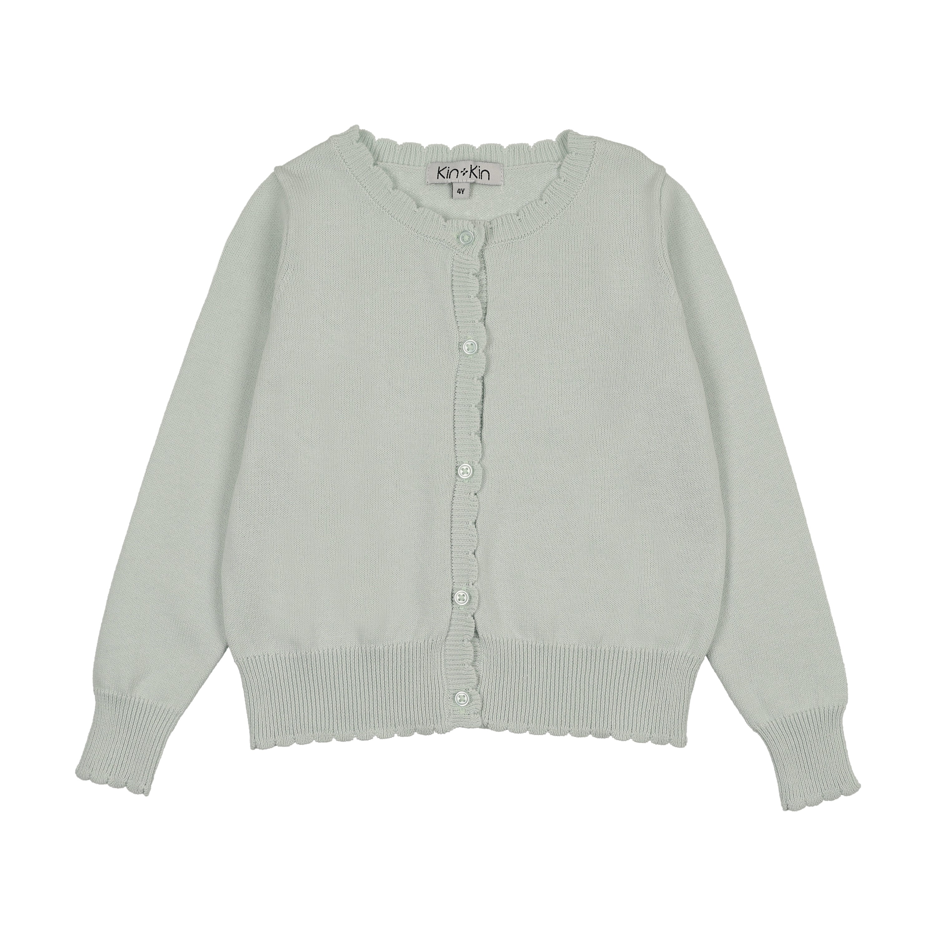 Kin And Kin Scalloped Edge Cardigan - Mint