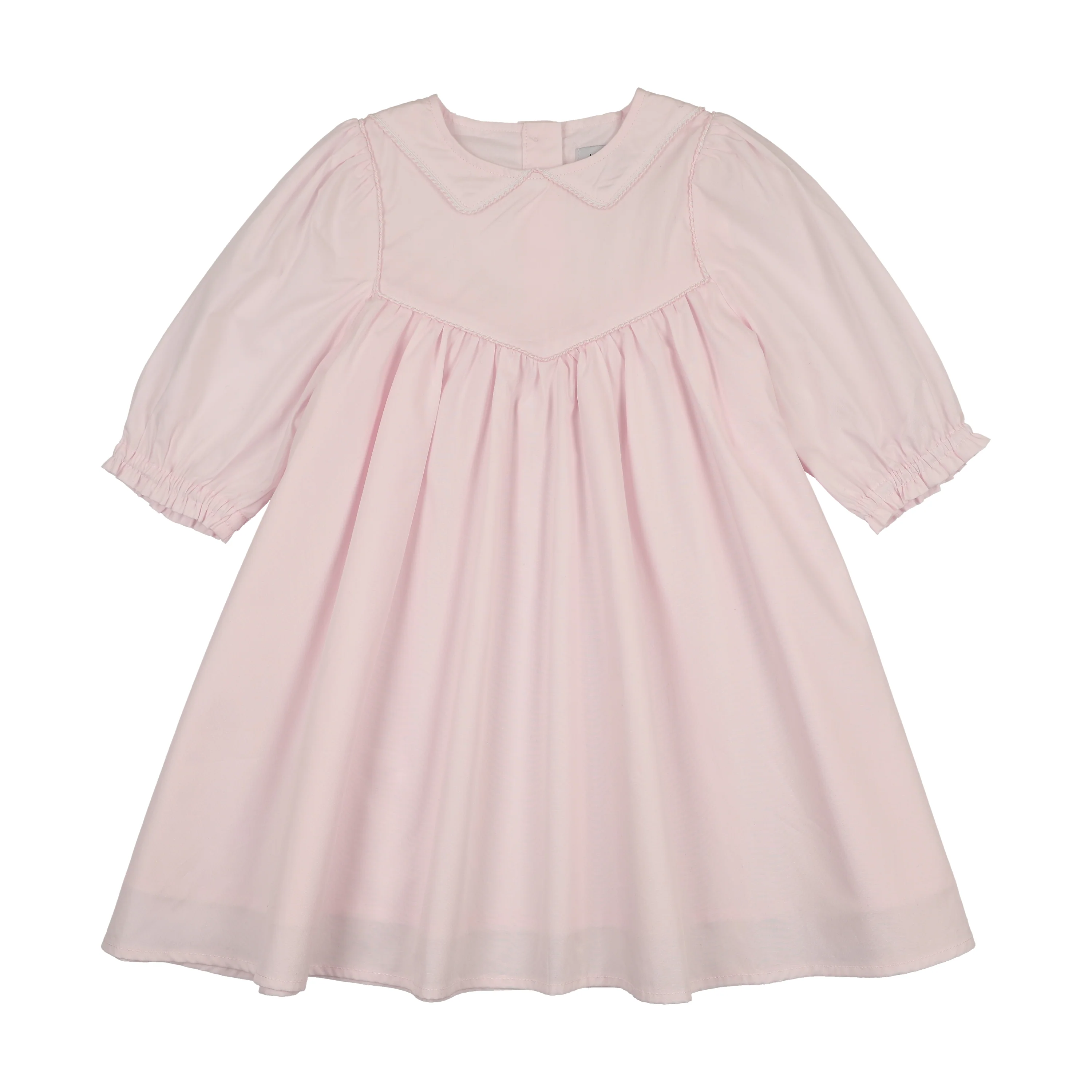 Kin And Kin Stitched Down Collar Long Sleeve Dress - Light Pink