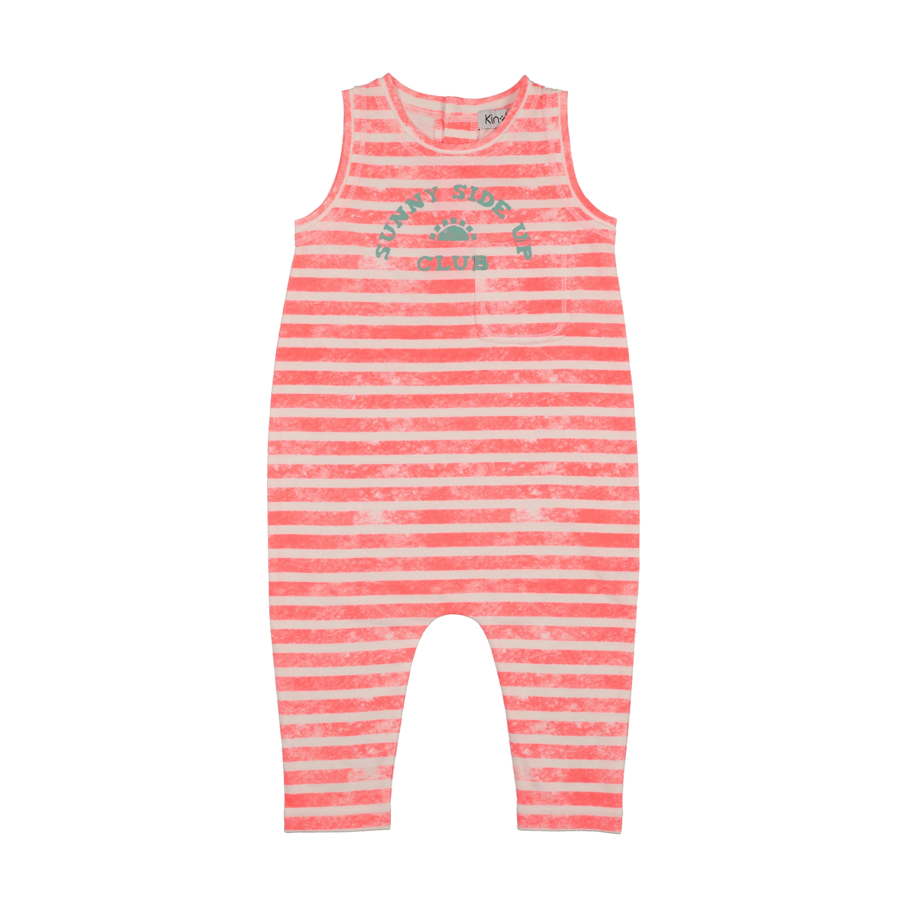 Kin And Kin Striped Long Romper - Neon Pink Stripes
