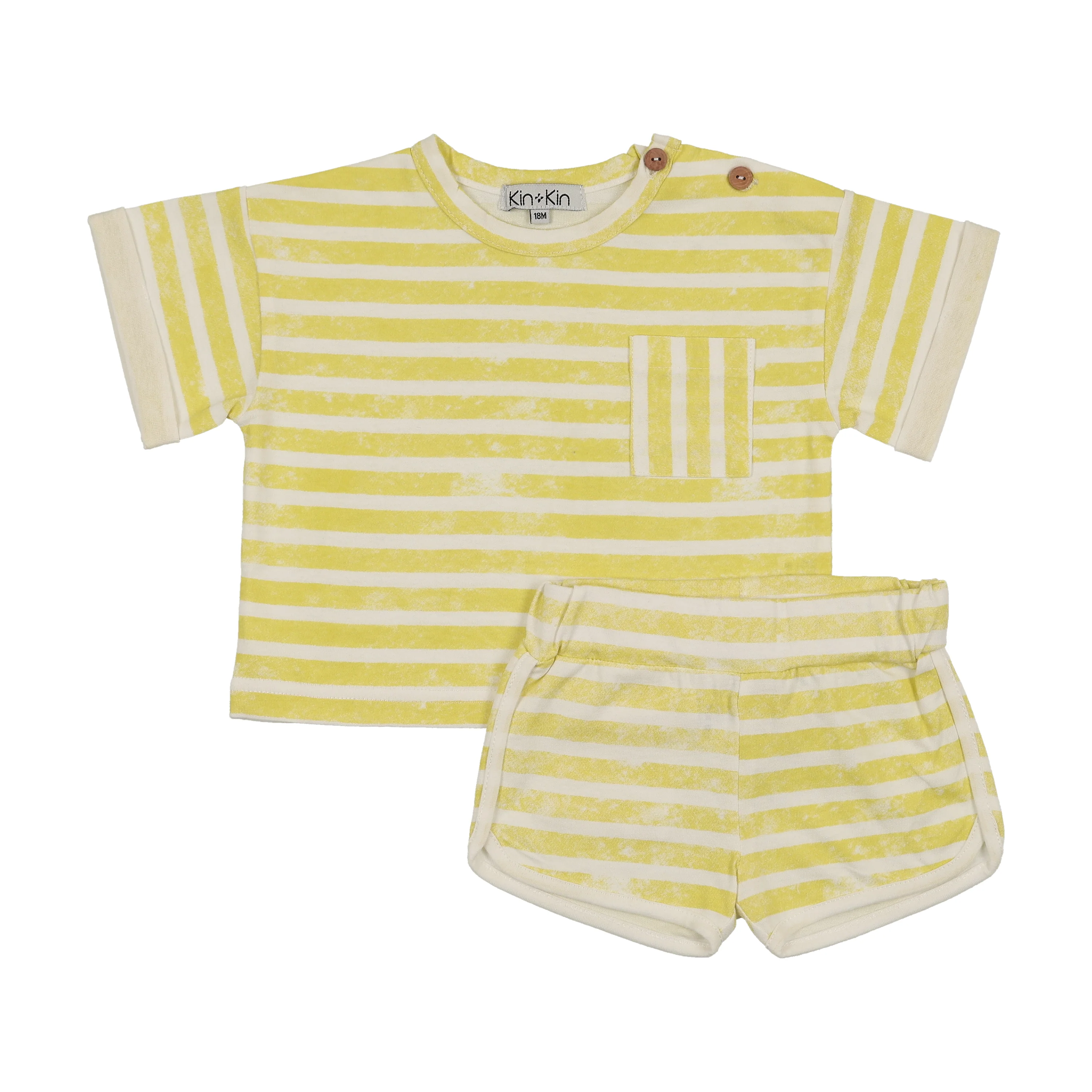 Kin And Kin Striped Track Set - Neon Yellow Stripes