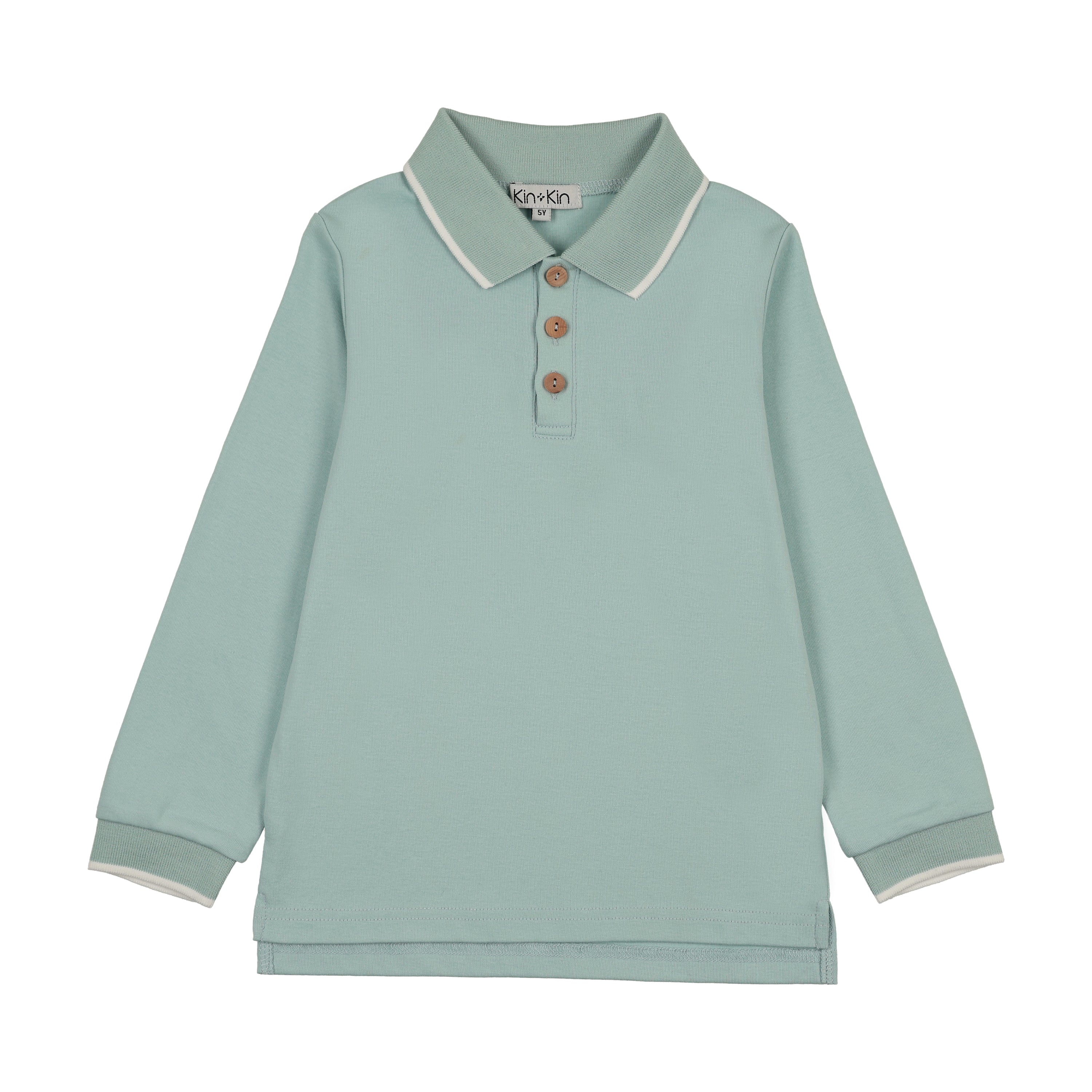 Kin And Kin Long Sleeve Polo - Soft Blue