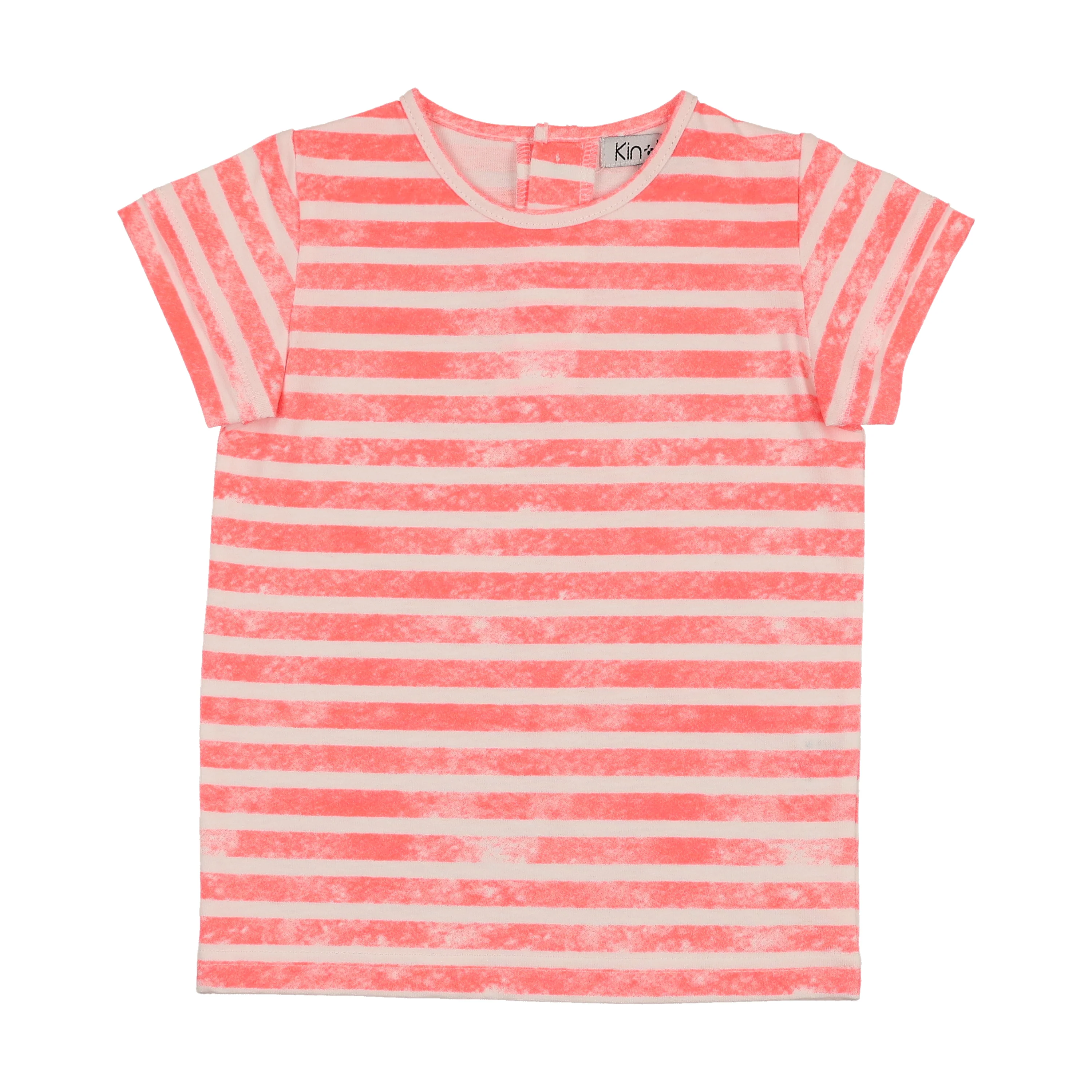 Kin And Kin Short Sleeve T Shirt - Neon Pink Stripes SP09