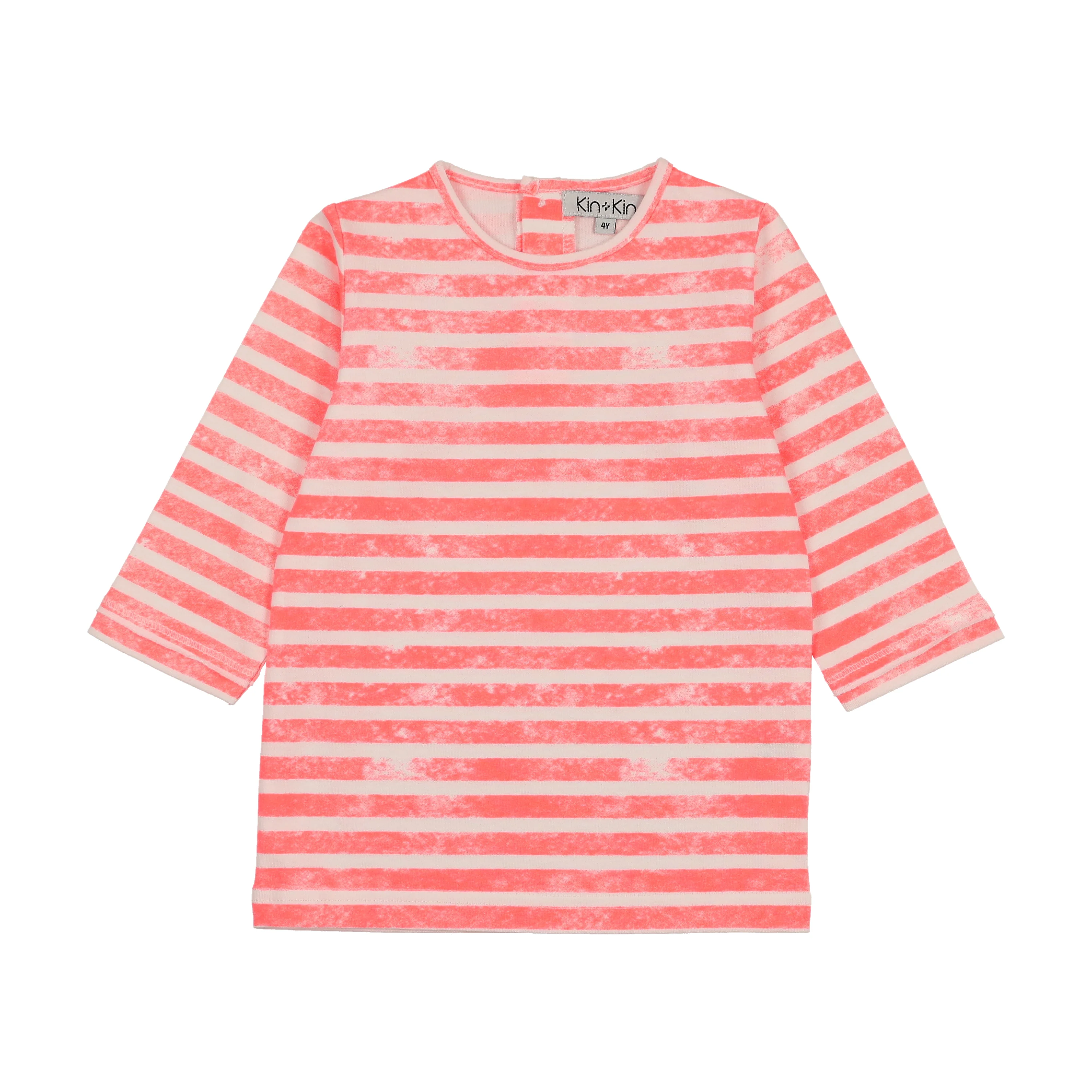 Kin And Kin 3/4 Sleeve T Shirt - Neon Pink Stripes