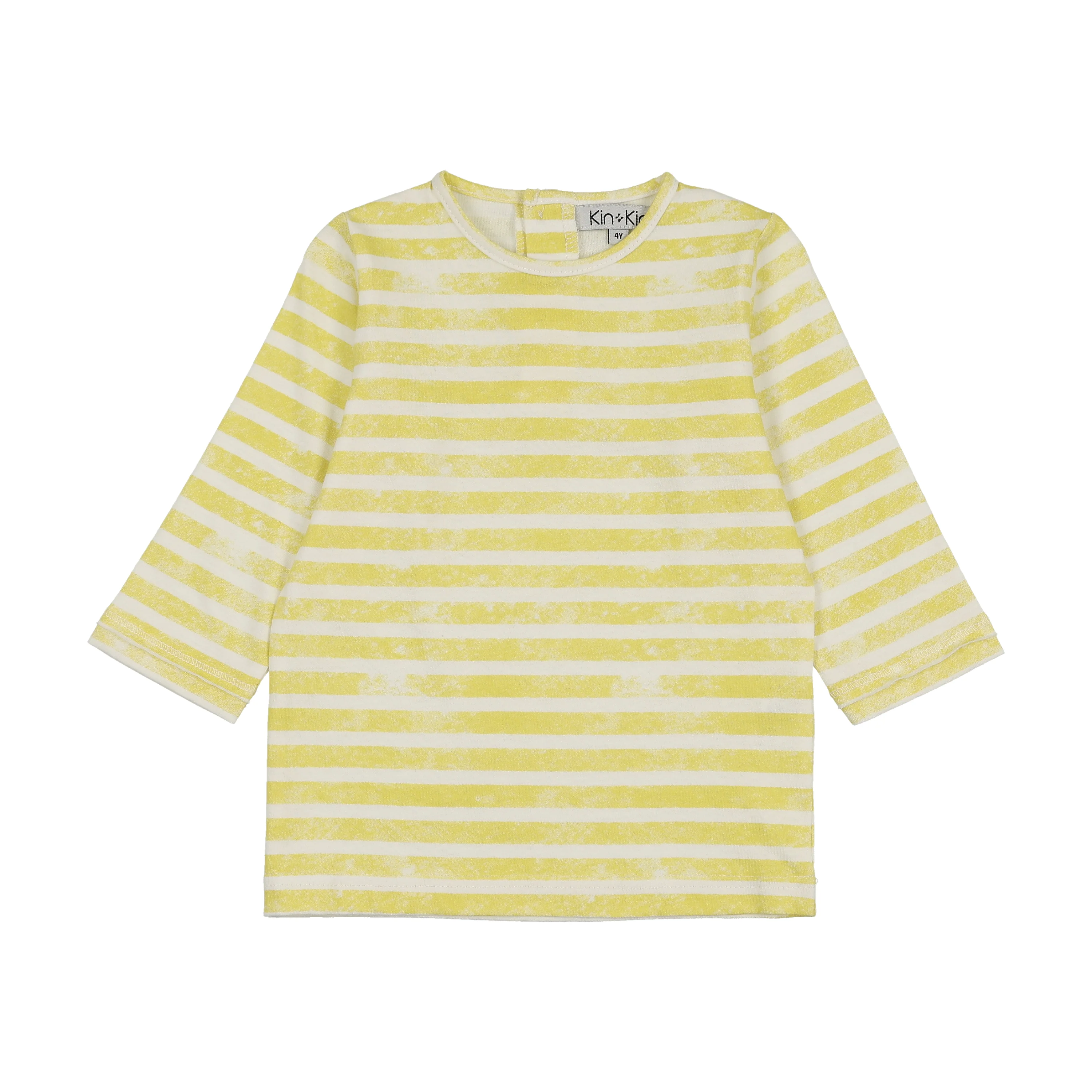 Kin And Kin 3/4 Sleeve T Shirt - Neon Yellow Stripes