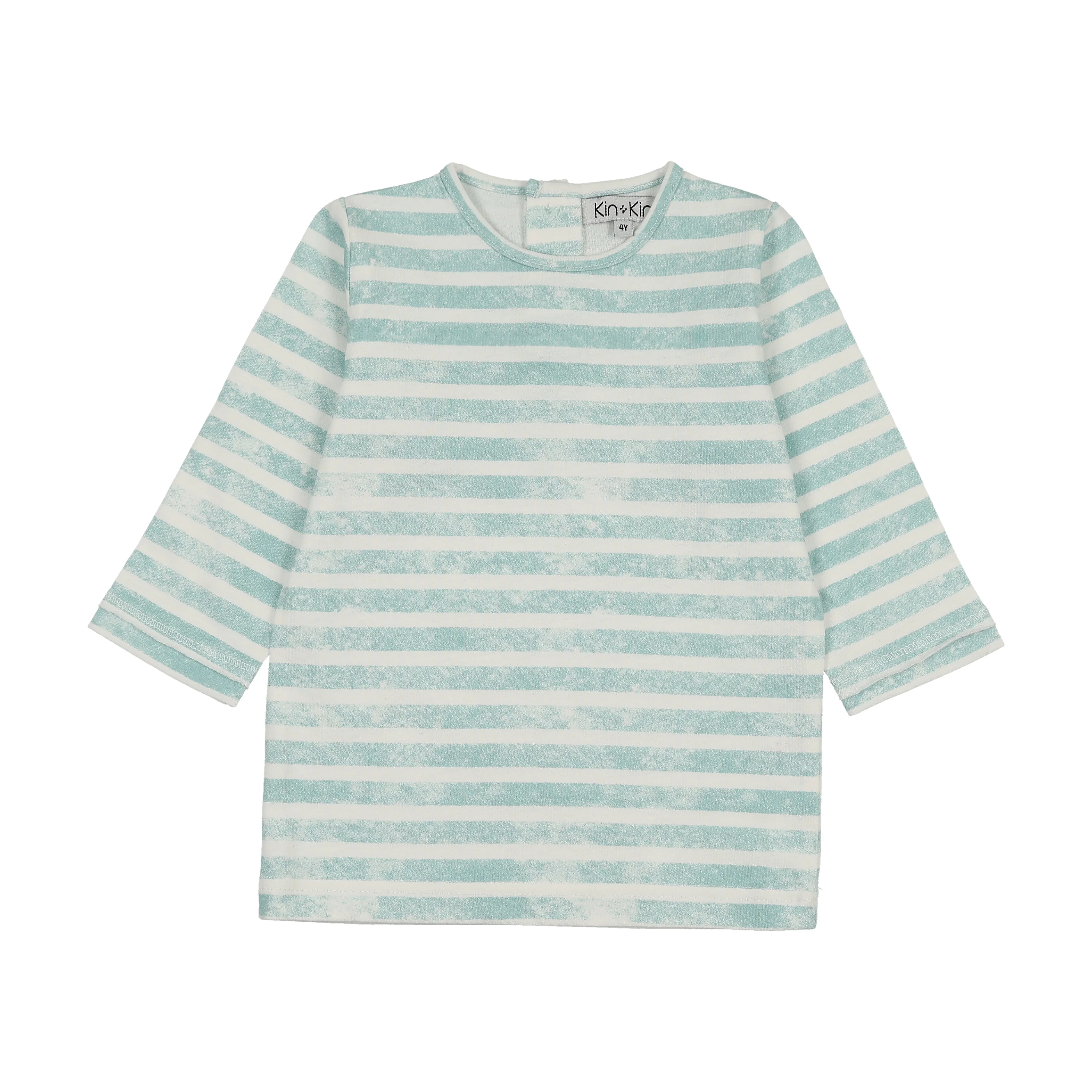 Kin And Kin 3/4 Sleeve T Shirt - Soft Blue Stripes
