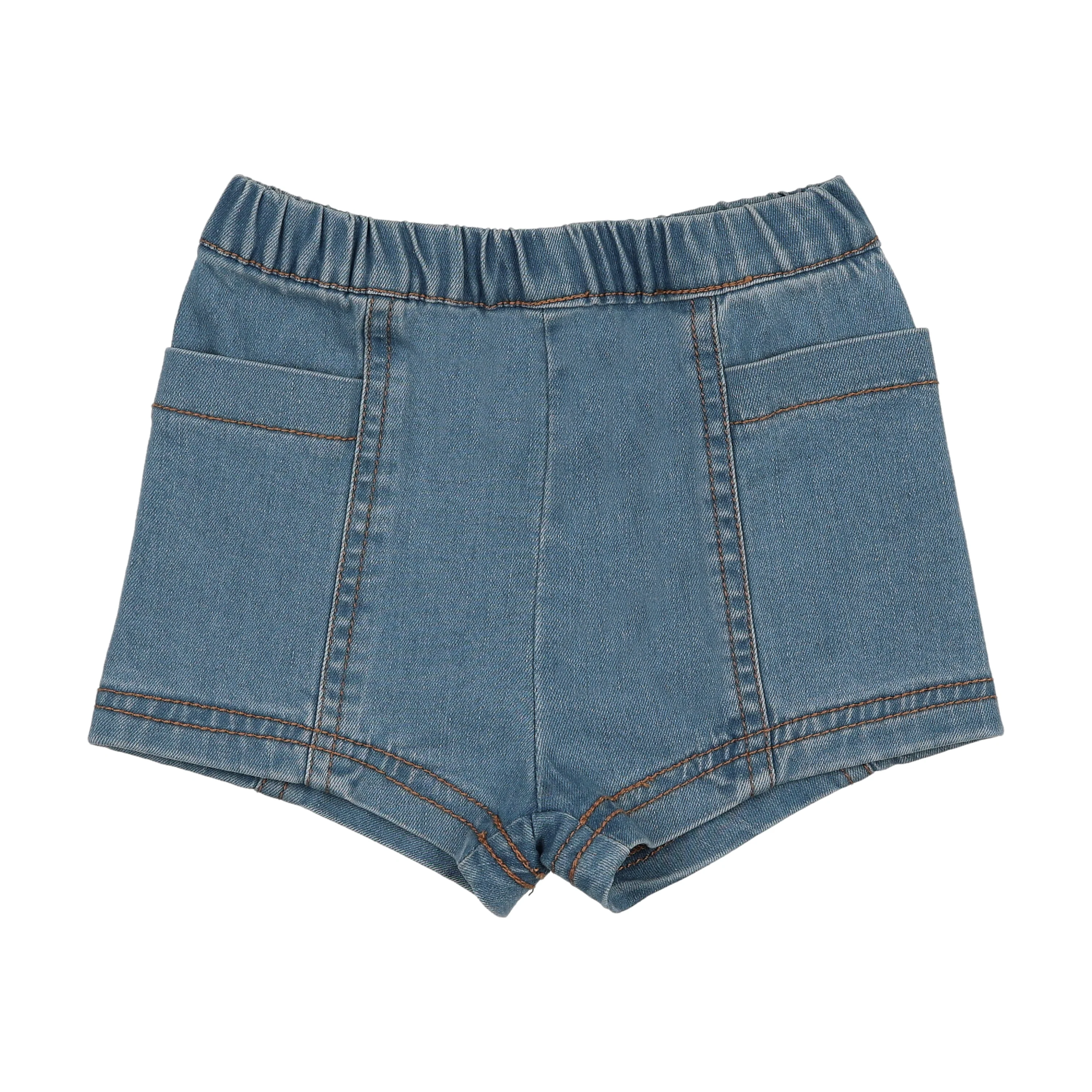 Kin And Kin Chambray Shorts - Blue Chambray