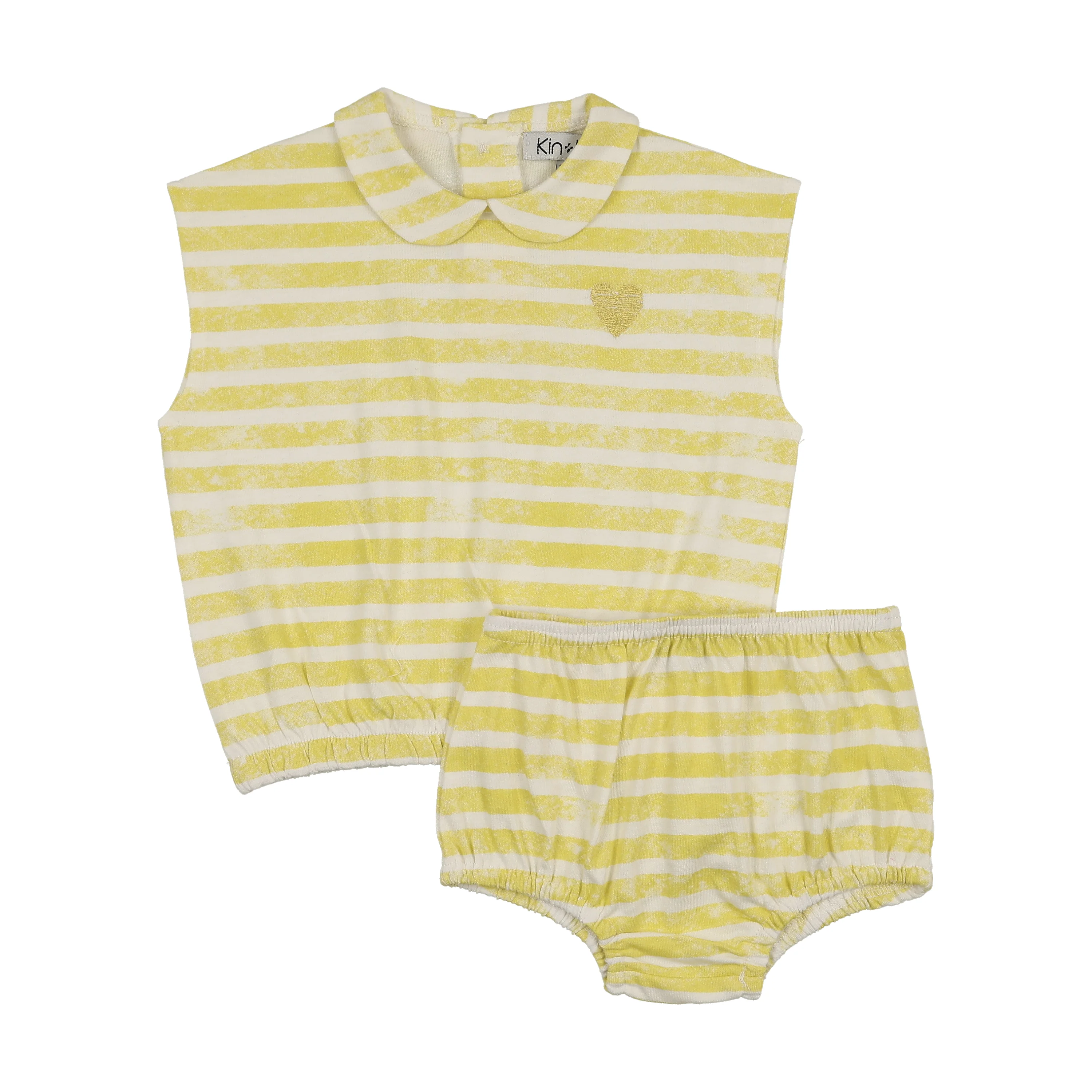 Kin And Kin Striped 2-Piece Bloomer Set - Neon Yellow Stripes