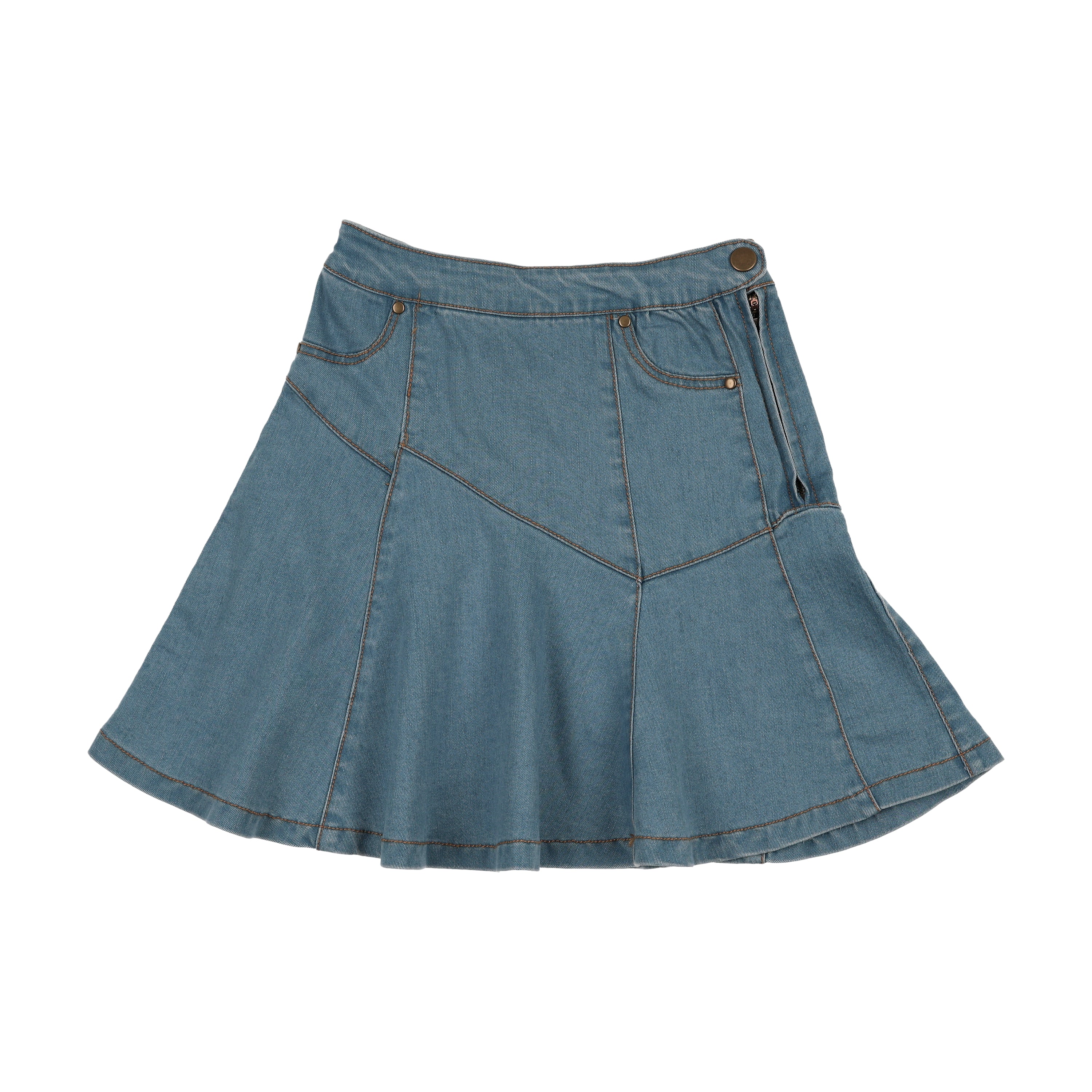 Kin And Kin Chambray Skirt - Blue Chambray