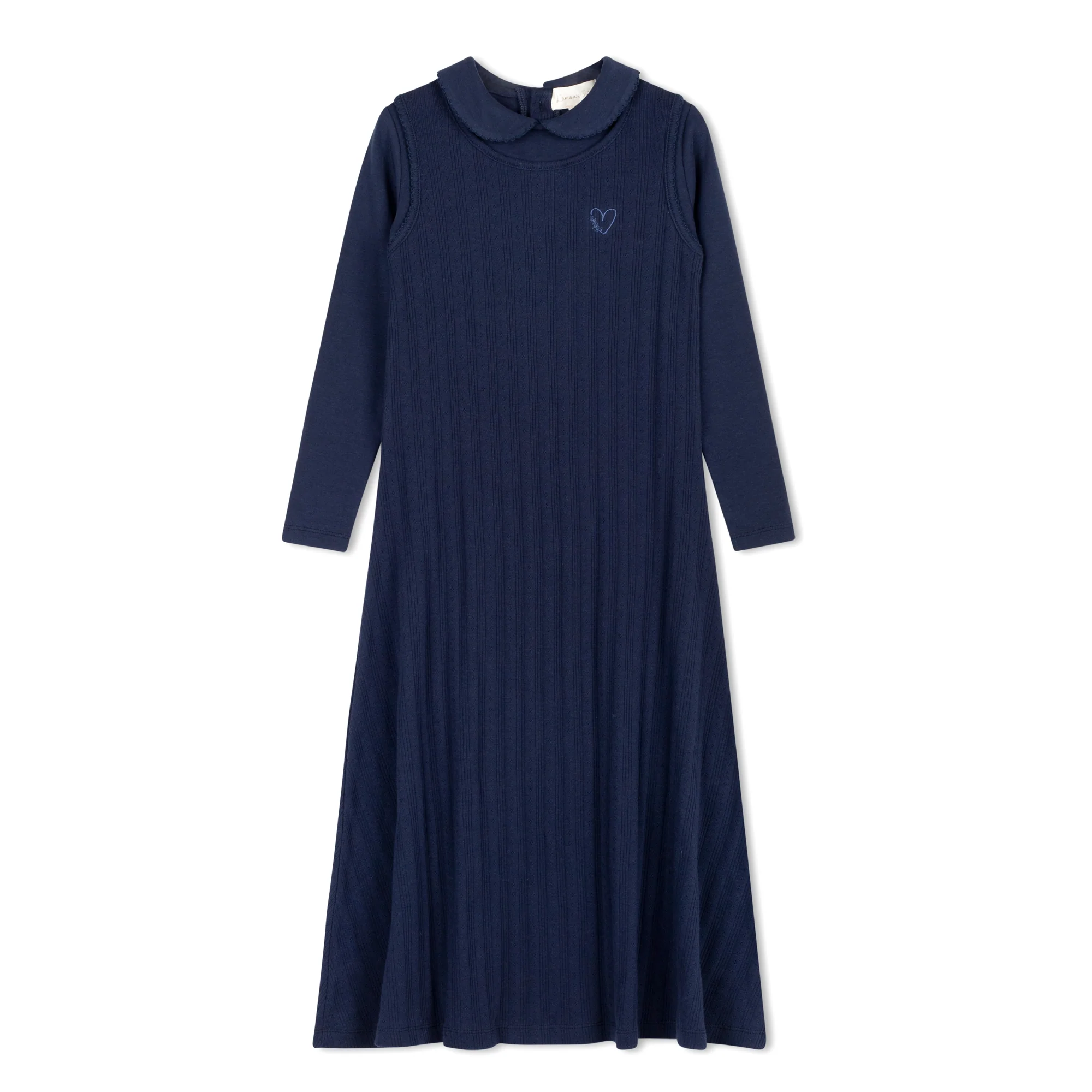 Lamour Lou Navy Variegated Ribbed Maxi Robe