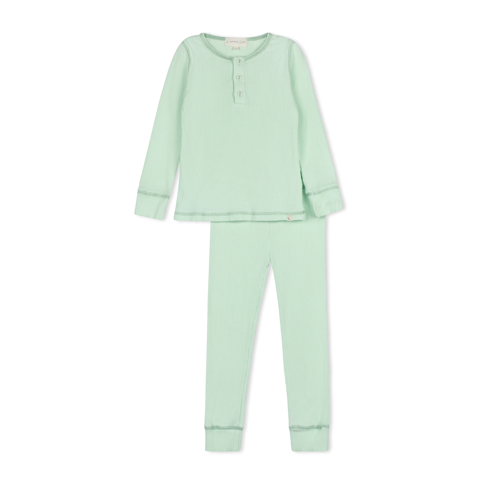 Lamour Lou Spearmint Ribbed Henley Pj