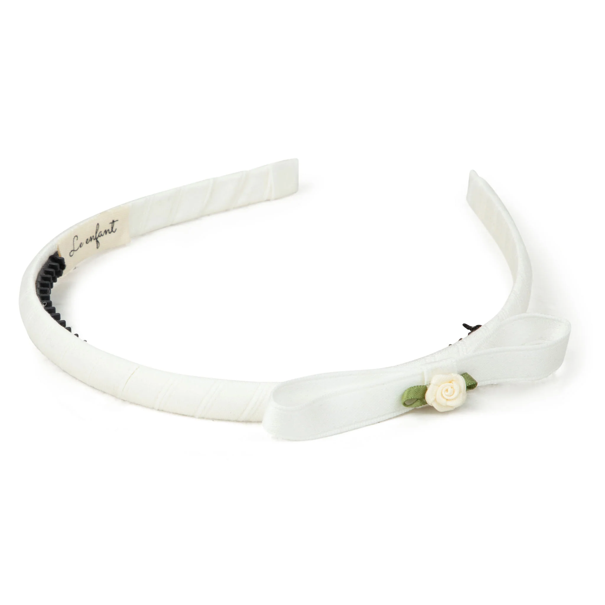 Le Enfant Thin Rose Bow Hairband White- FINAL SALE