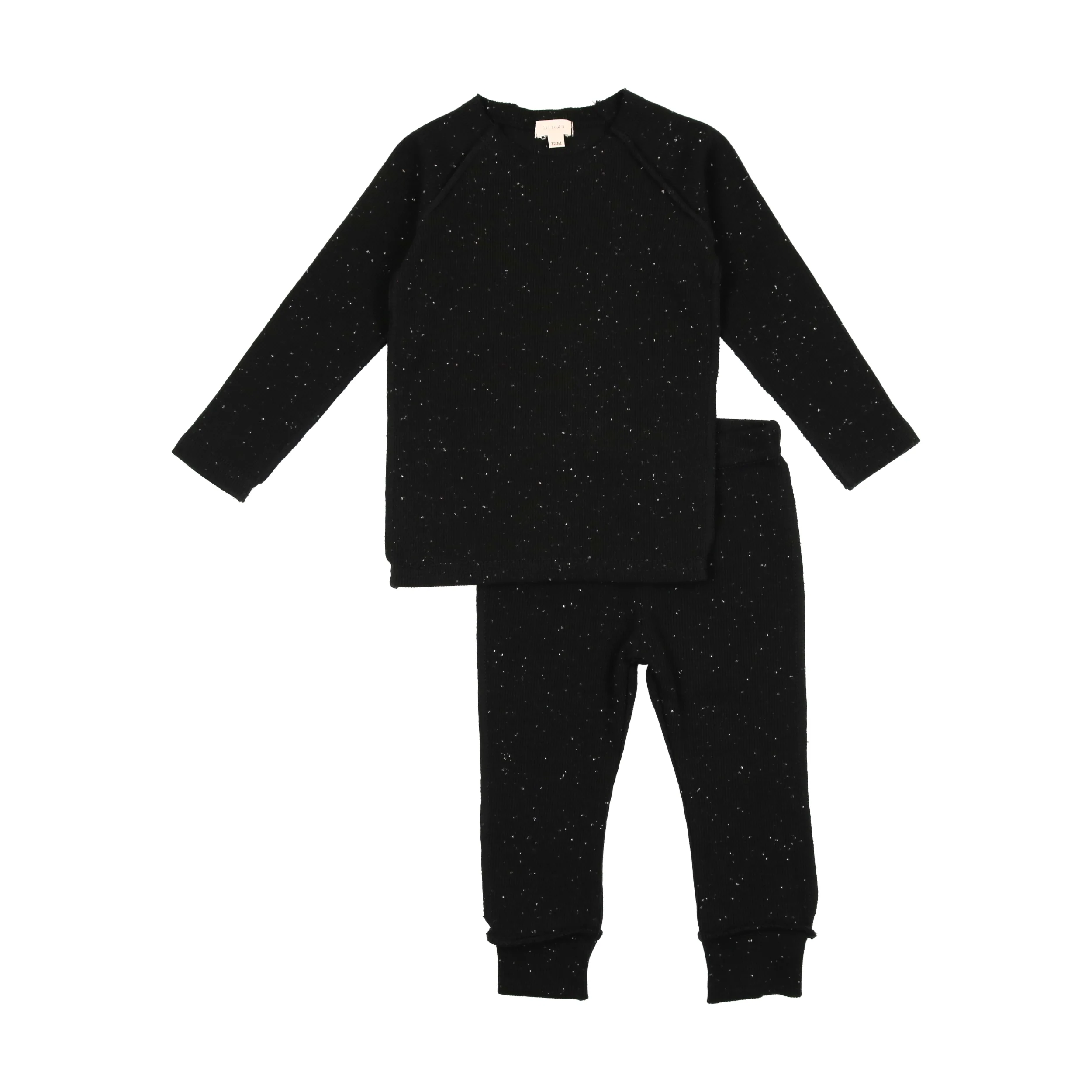Lil Legs Boys Ribbed Set Black Speckle