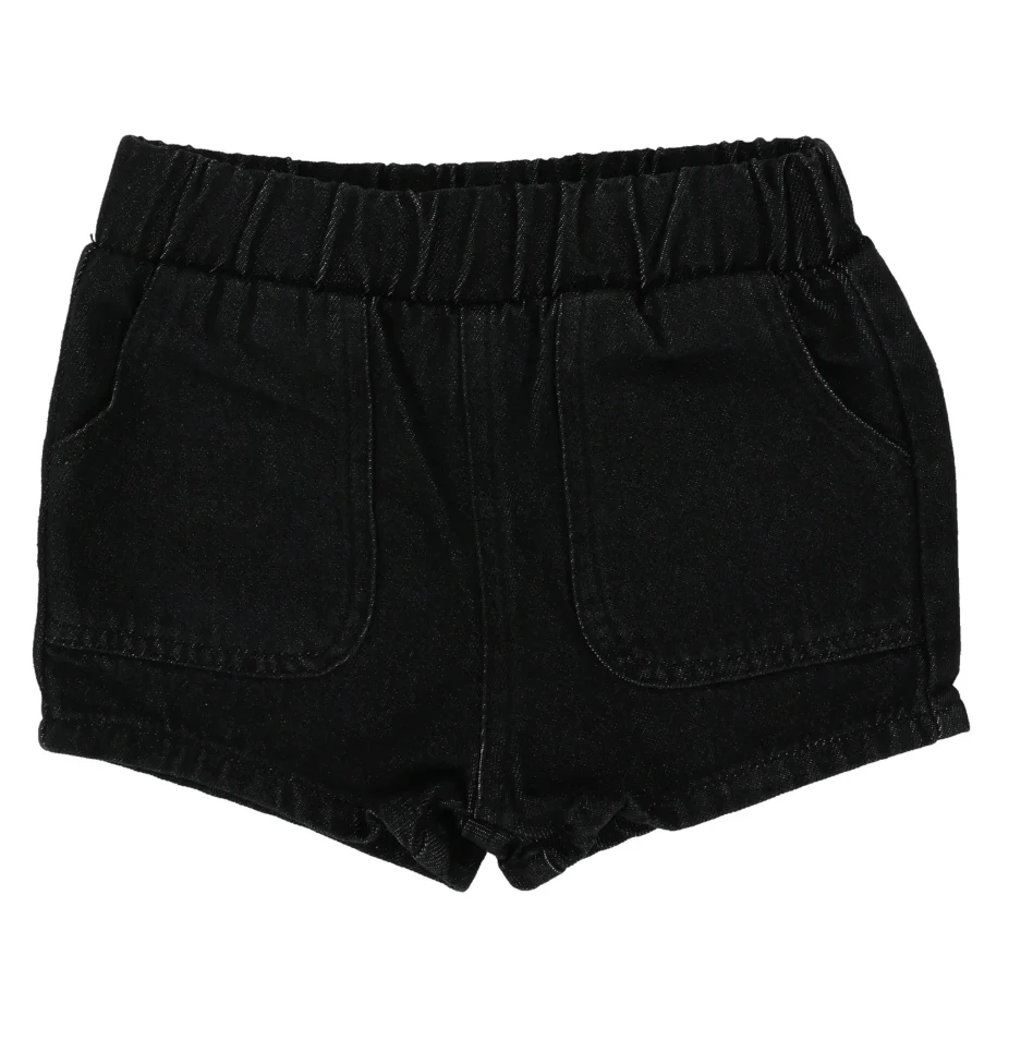 Lil Legs Denim Pull On Shorts - Black Denim