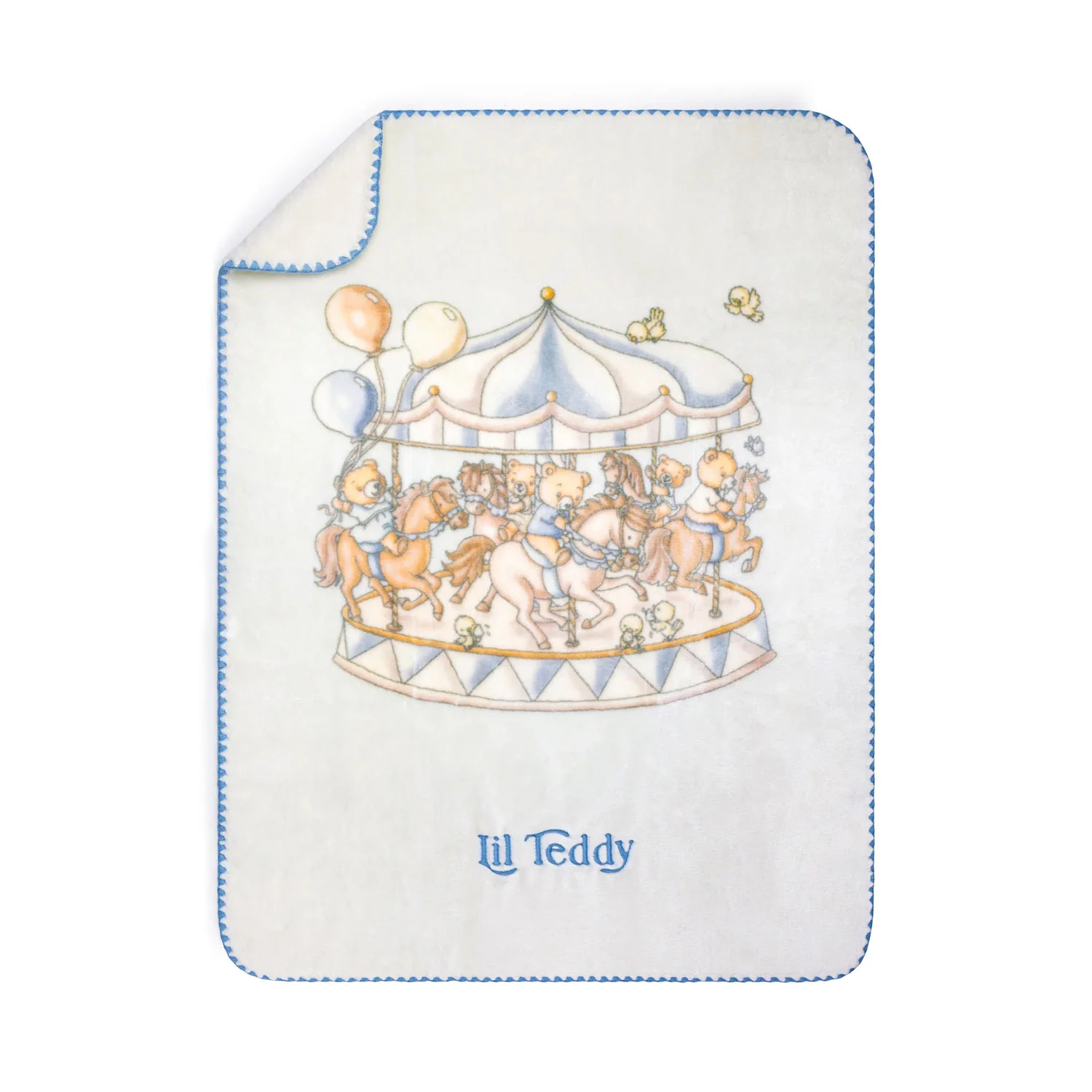Lil Teddy Merry Go Snuggle Blueberry Biscuit Plush Blanket