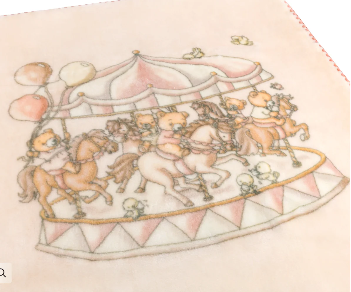 Lil Teddy Merry Go Snuggle Sugary Pink Plush Blanket - Image 5