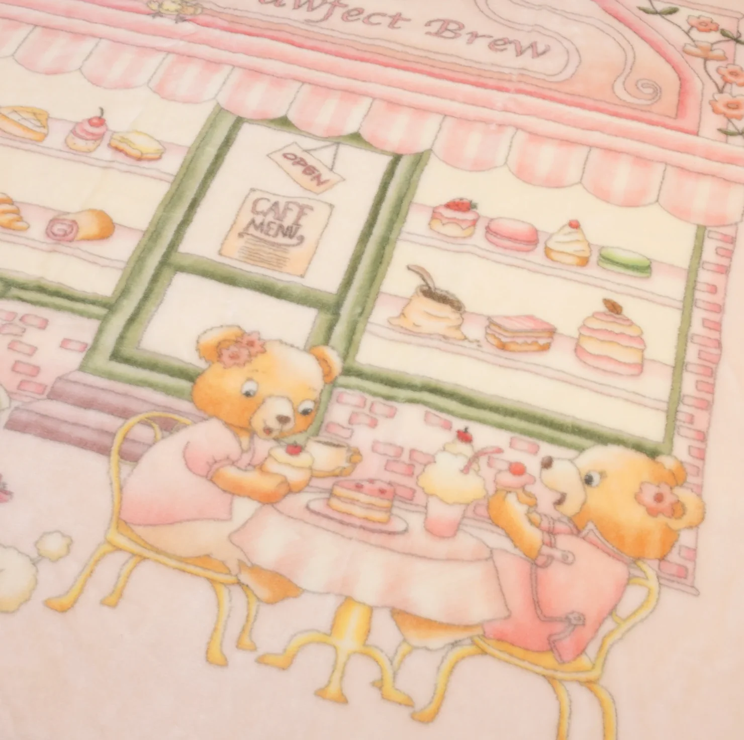 Lil Teddy The Lil Teddy's Pawfect Brew Sugary Pink Plush Blanket - Image 2
