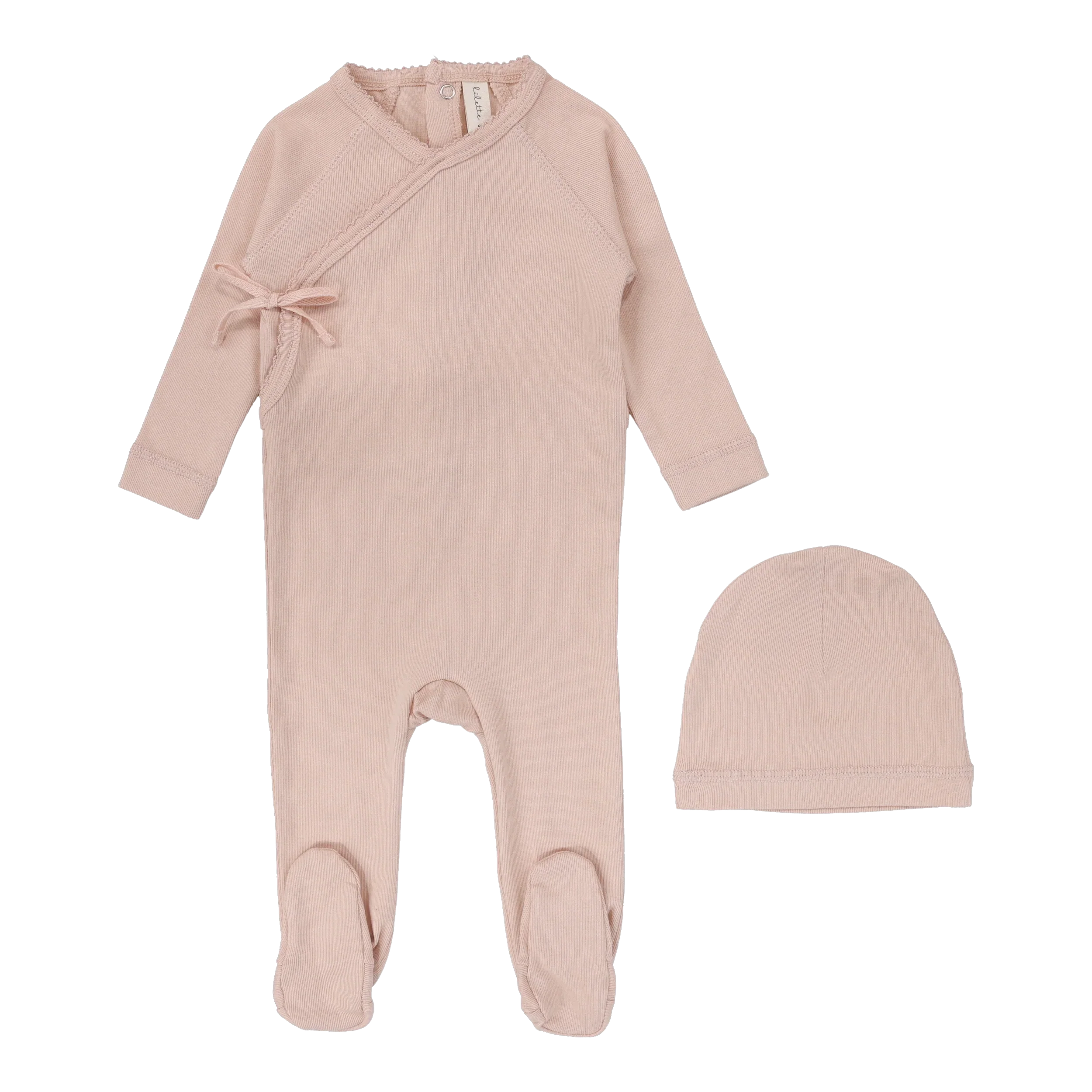 Lilette By Lil Legs Brushed Cotton Wrapover Footie SetClassic Dusty Pink