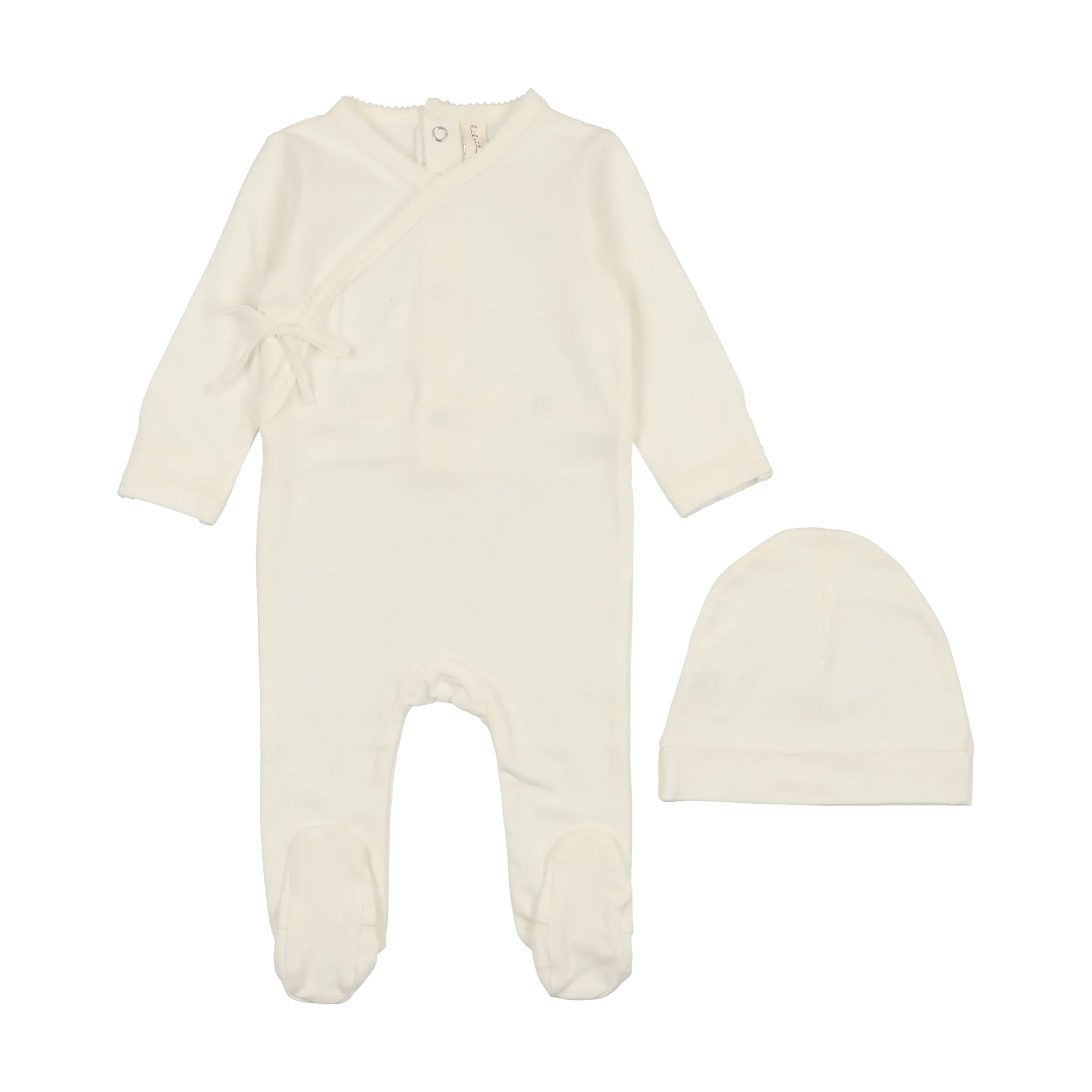 Lilette By Lil Legs Brushed Cotton Wrapover Footie SetClassic Winter White