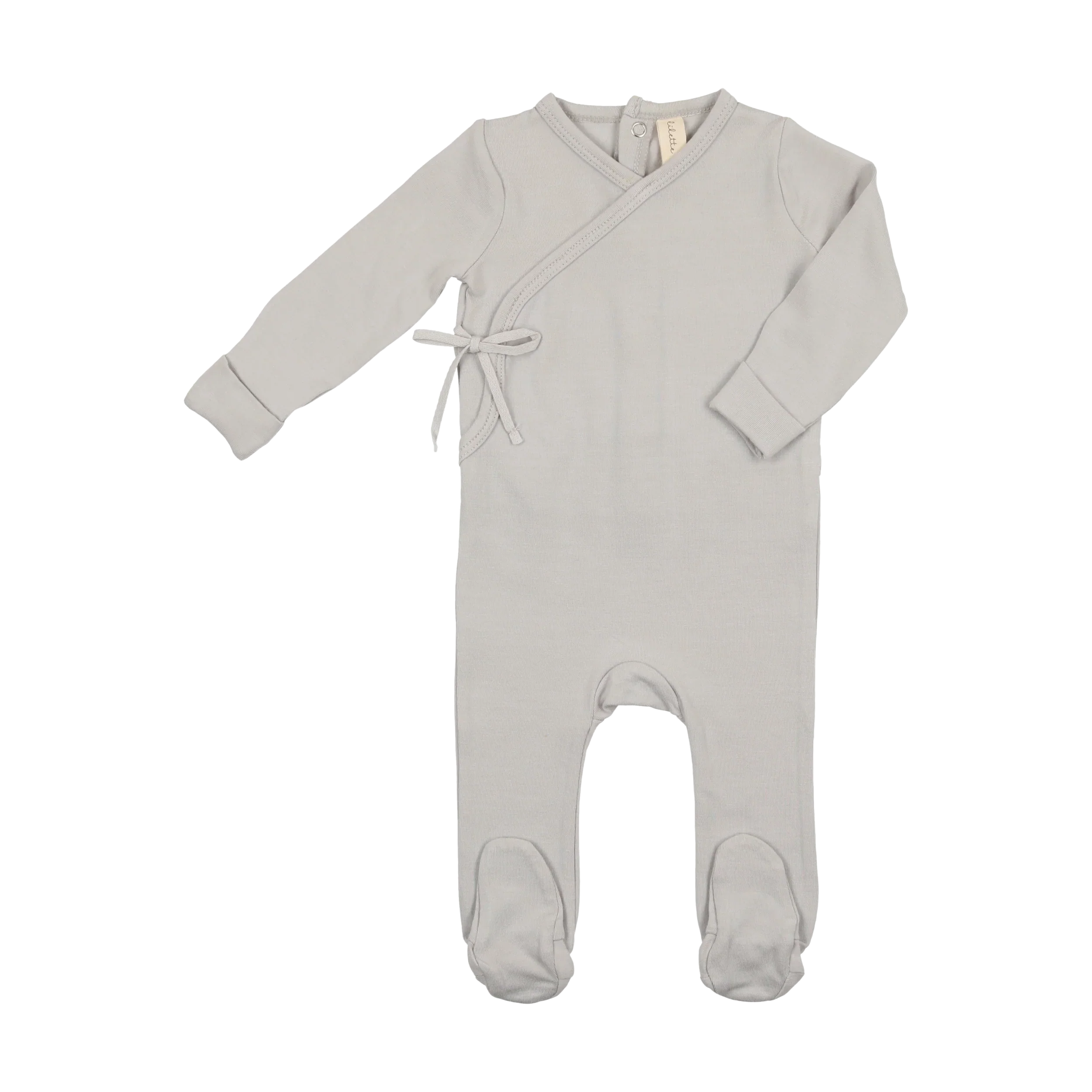 Lilette By Lil Legs Brushed Cotton Wrapover Footie Pale Blue