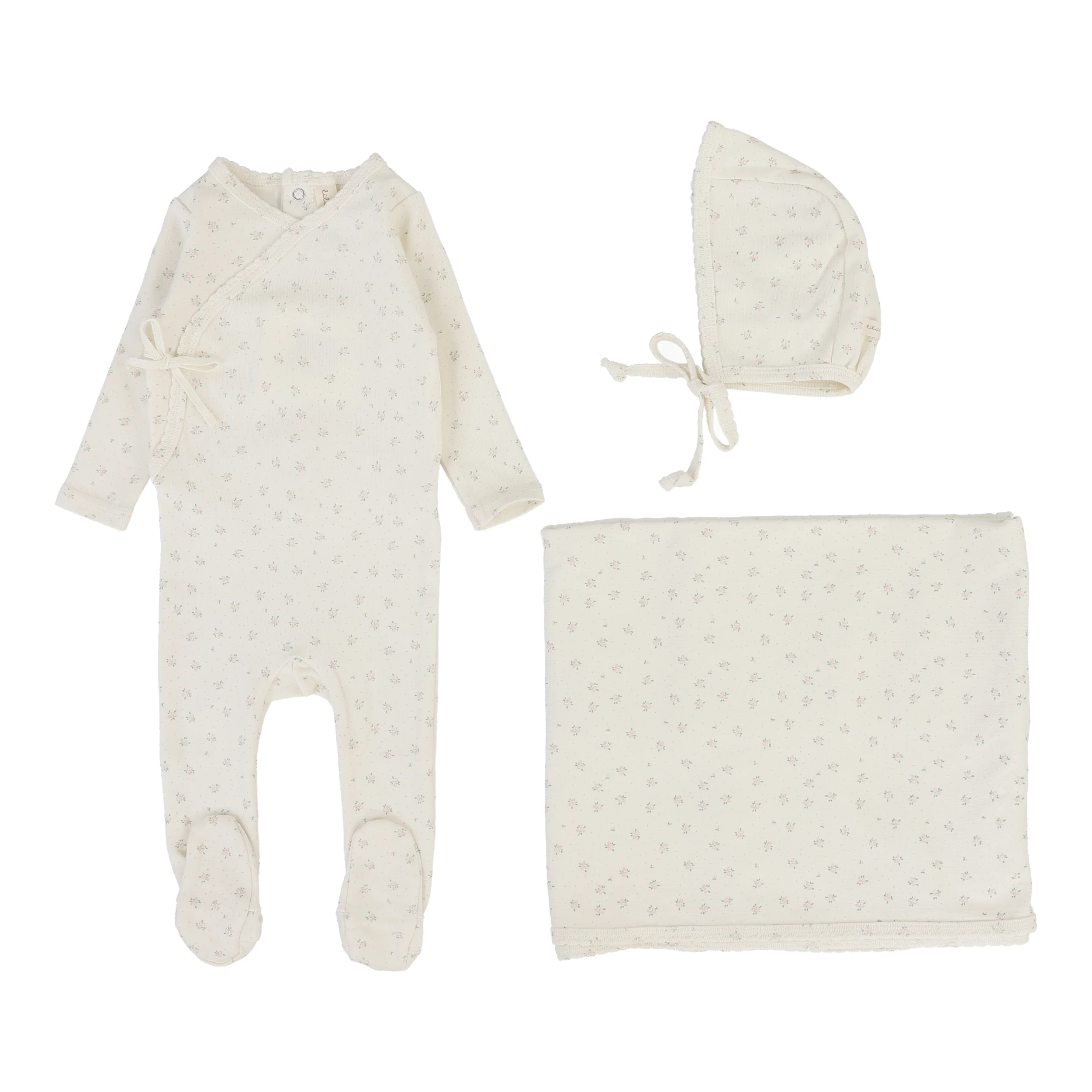 Lilette By Lil Legs Bud Layette Set Cream/Pink