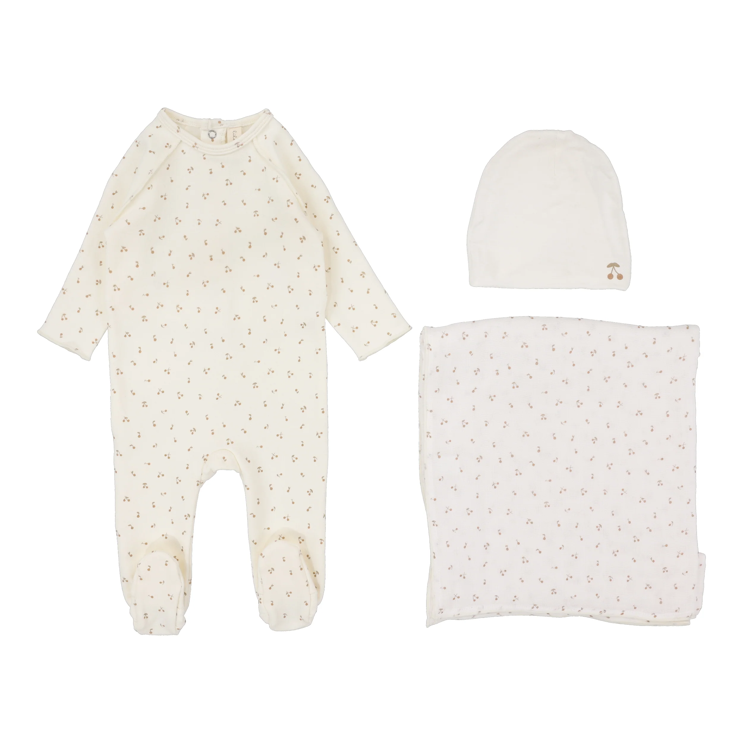 Lilette By Lil Legs Cherry Print Layette Set Cream/Pink