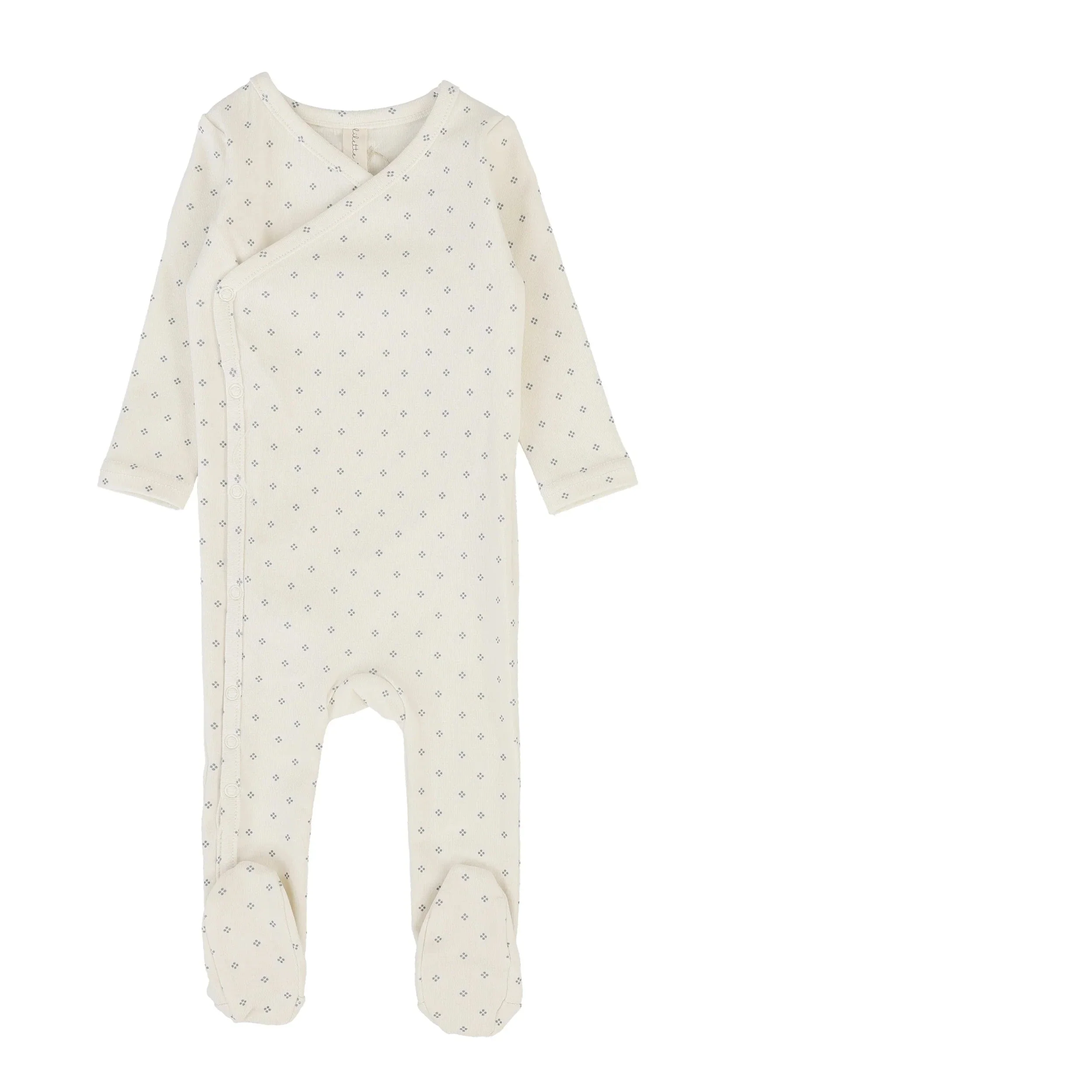 Lilette By Lil Legs Diamond Dot Footie Cream/Slate