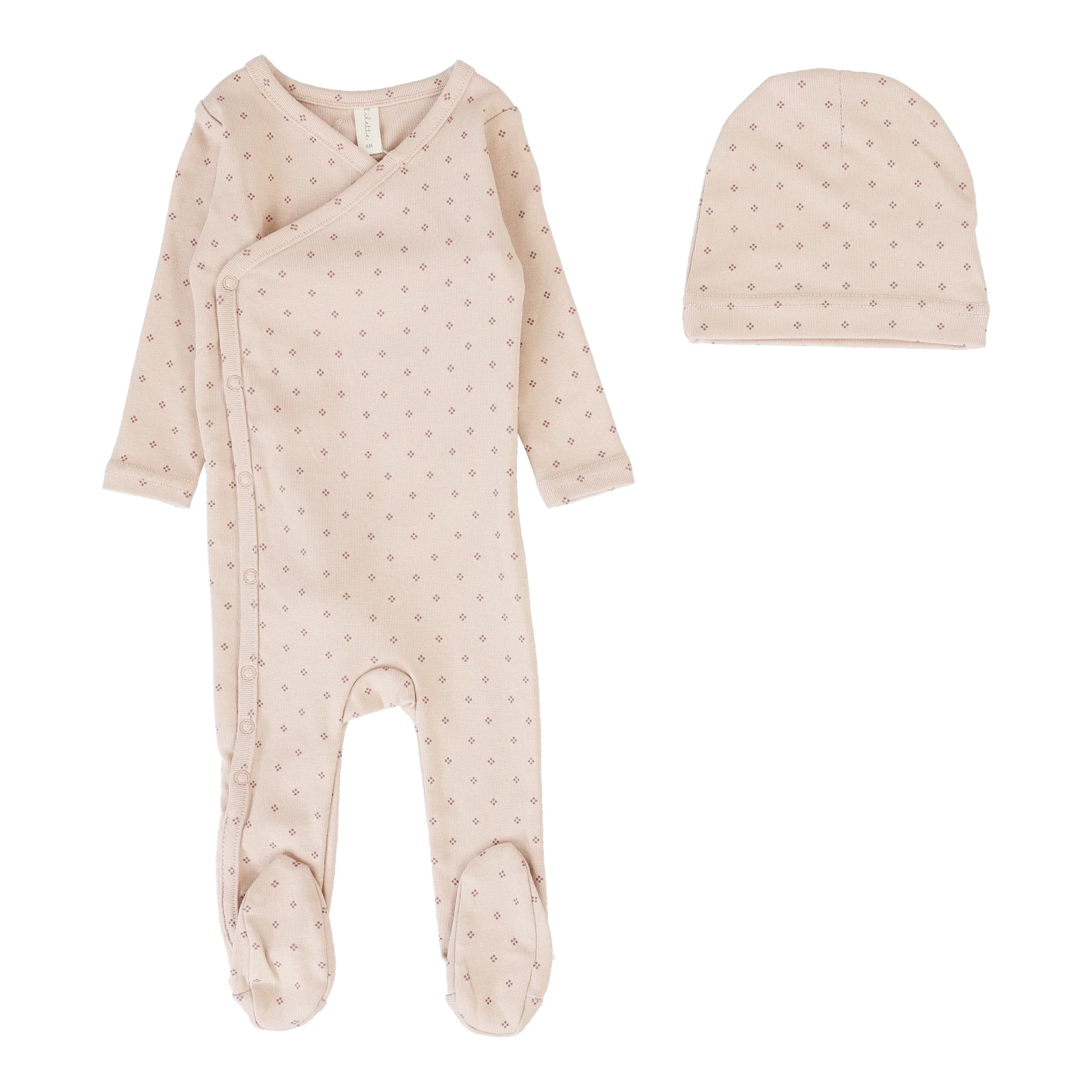 Lilette By Lil Legs Diamond Dot Footie Set Dusty Pink