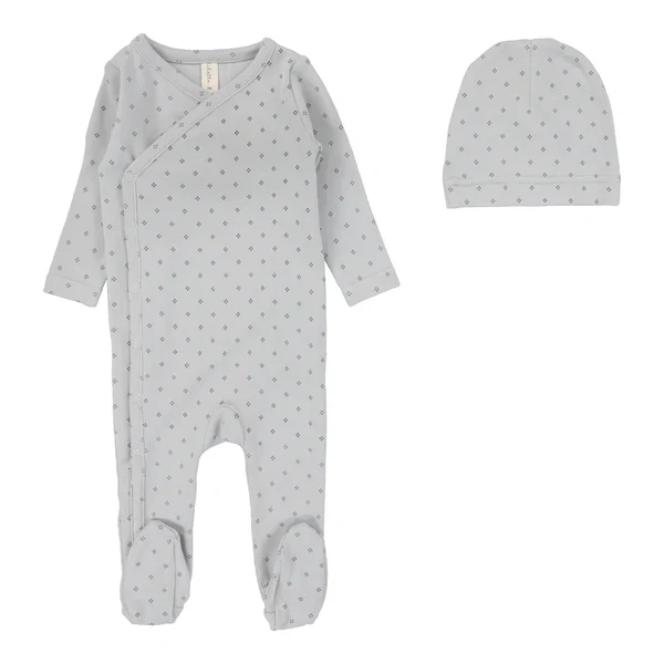 Lilette By Lil Legs Diamond Dot Footie Set Pale Blue