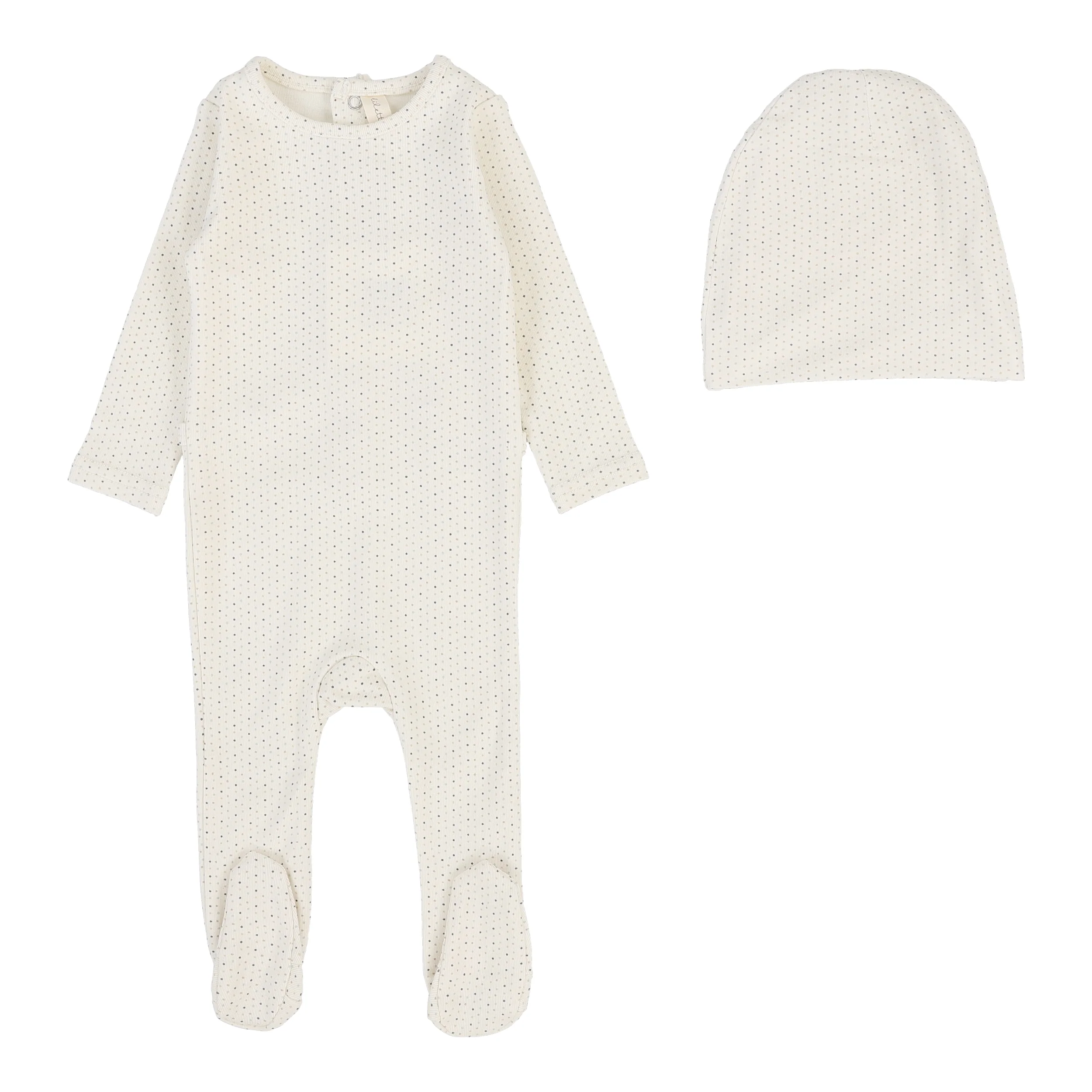 Lilette By Lil Legs Dotted Footie Set Cream/Blue