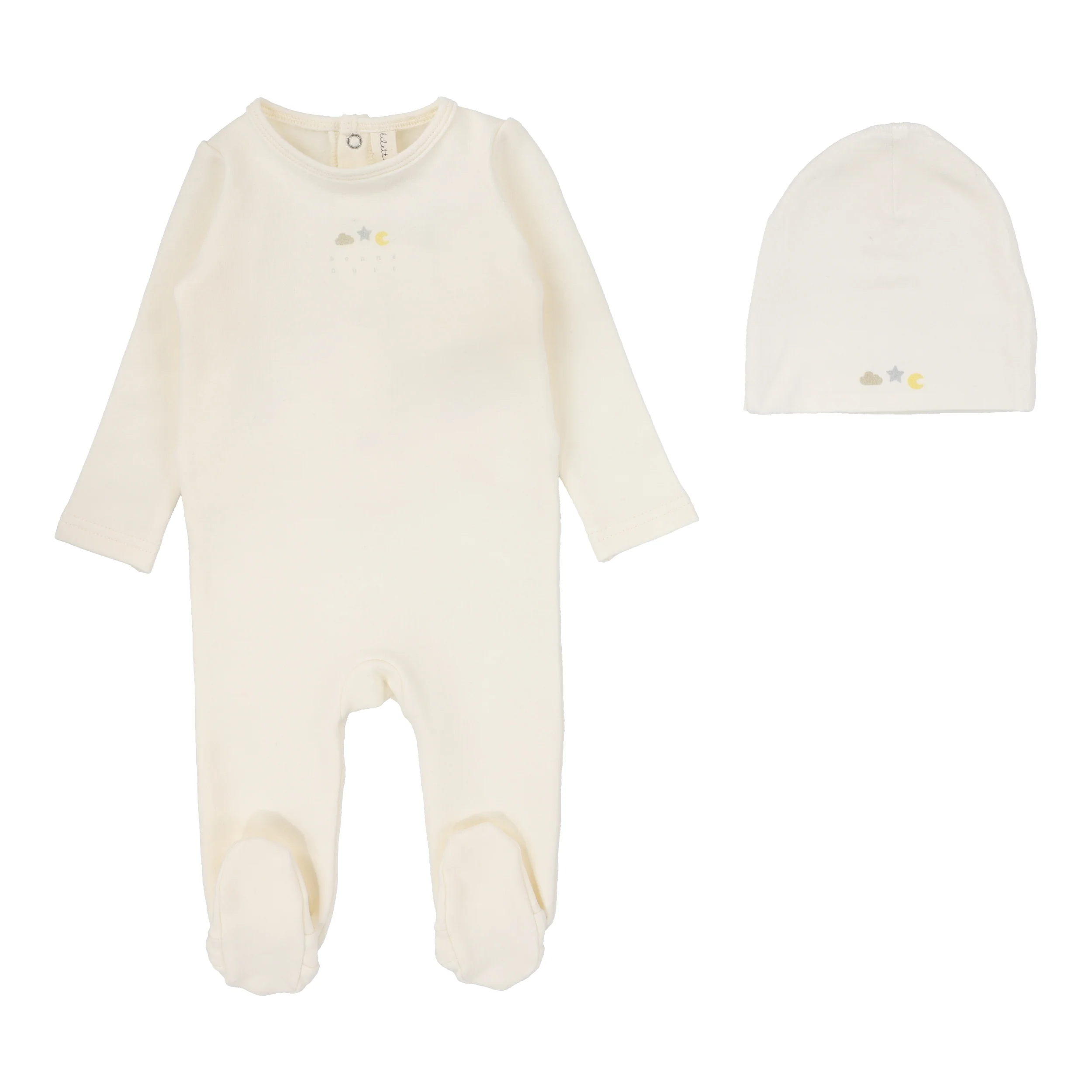 Lilette By Lil Legs Dreamy Graphic Footie Set Winter White/Slate