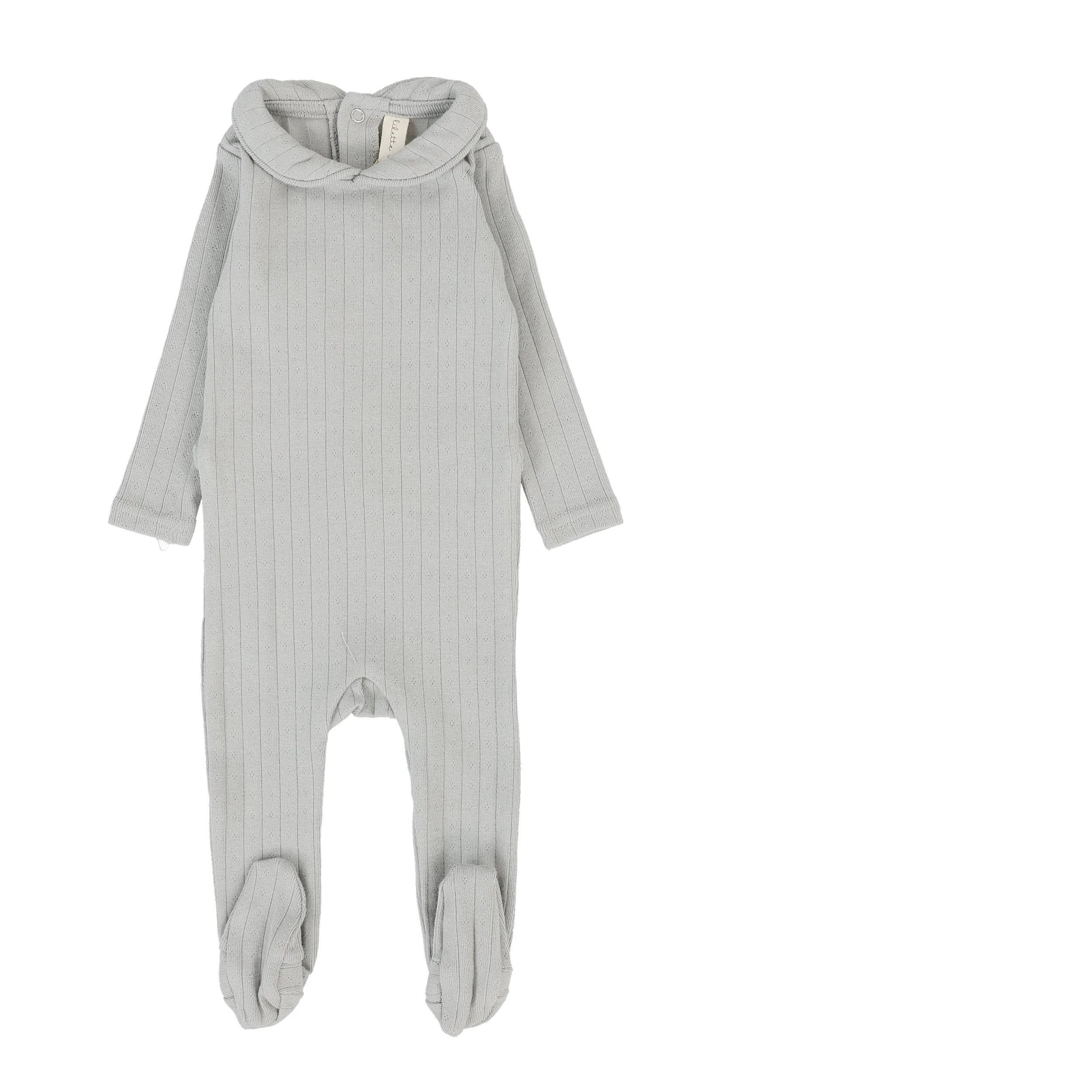 Lilette By Lil Legs Fine Pointelle Collar Footie Light Blue Peter Pan